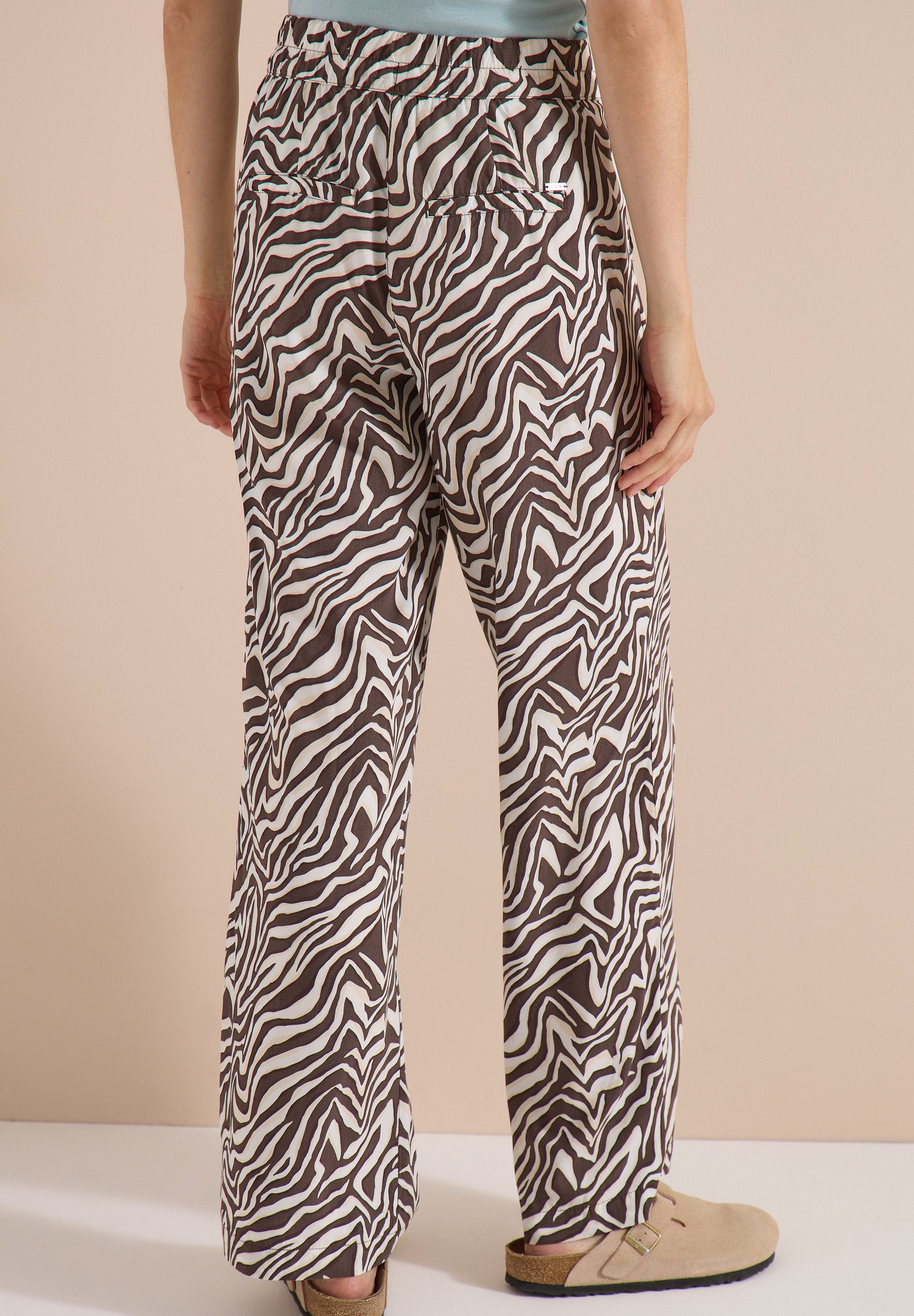 CECIL Stoffhose Sommerhose, abstrahierter Zebraprint, Elastikbund