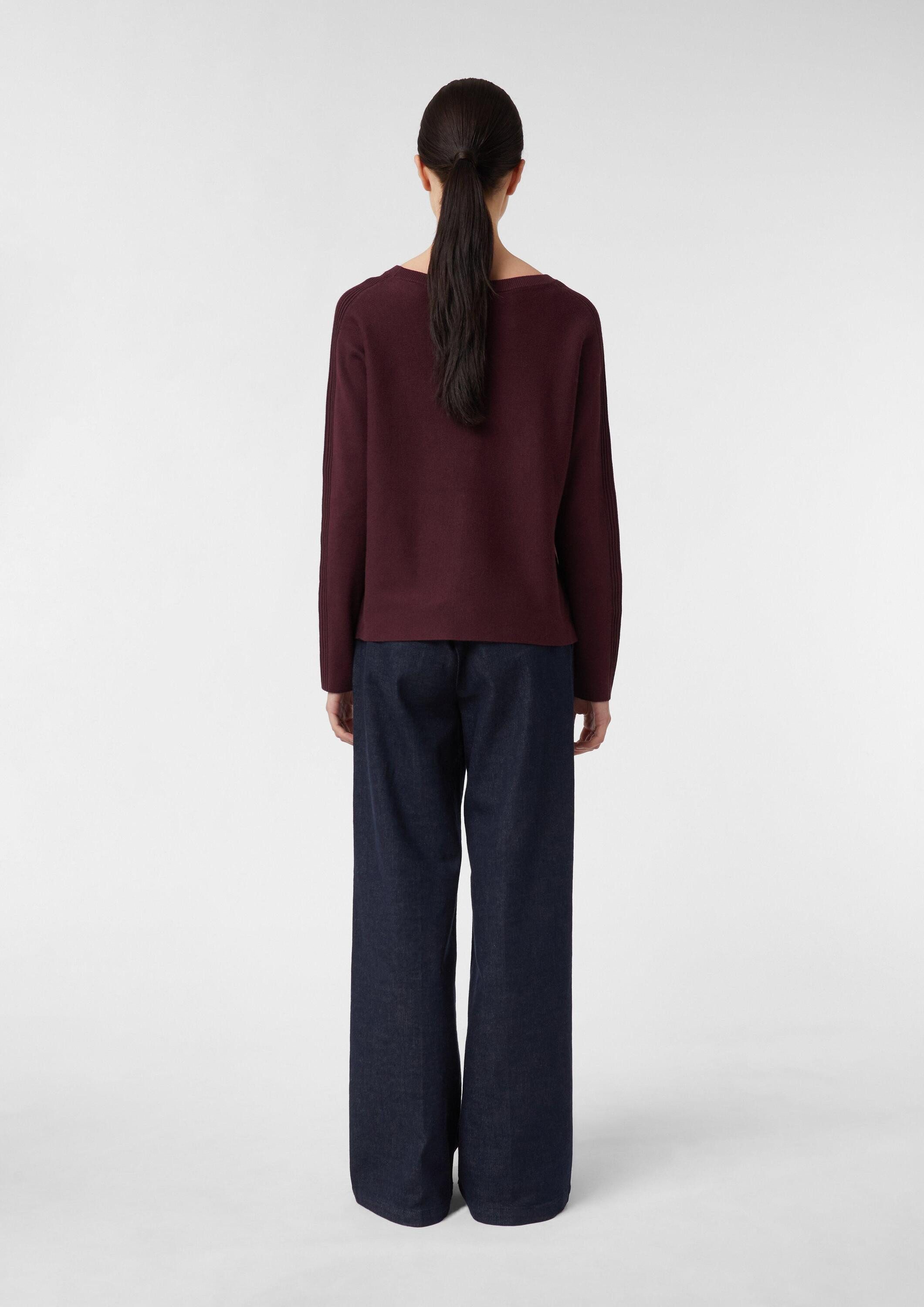 comma Longpullover Strickpullover Feinstrickpullover mit Rippdetails an Ärmeln