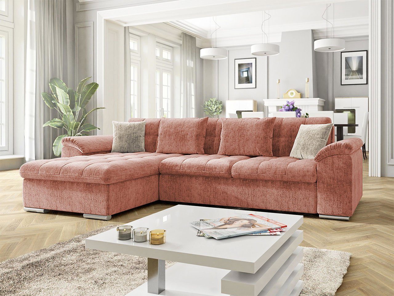 Bettkasten Diana mit Polsterecke Sofa, MIRJAN24 Premium, und Couchgarnitur Schlaffunktion, Ecksofa Farbauswahl