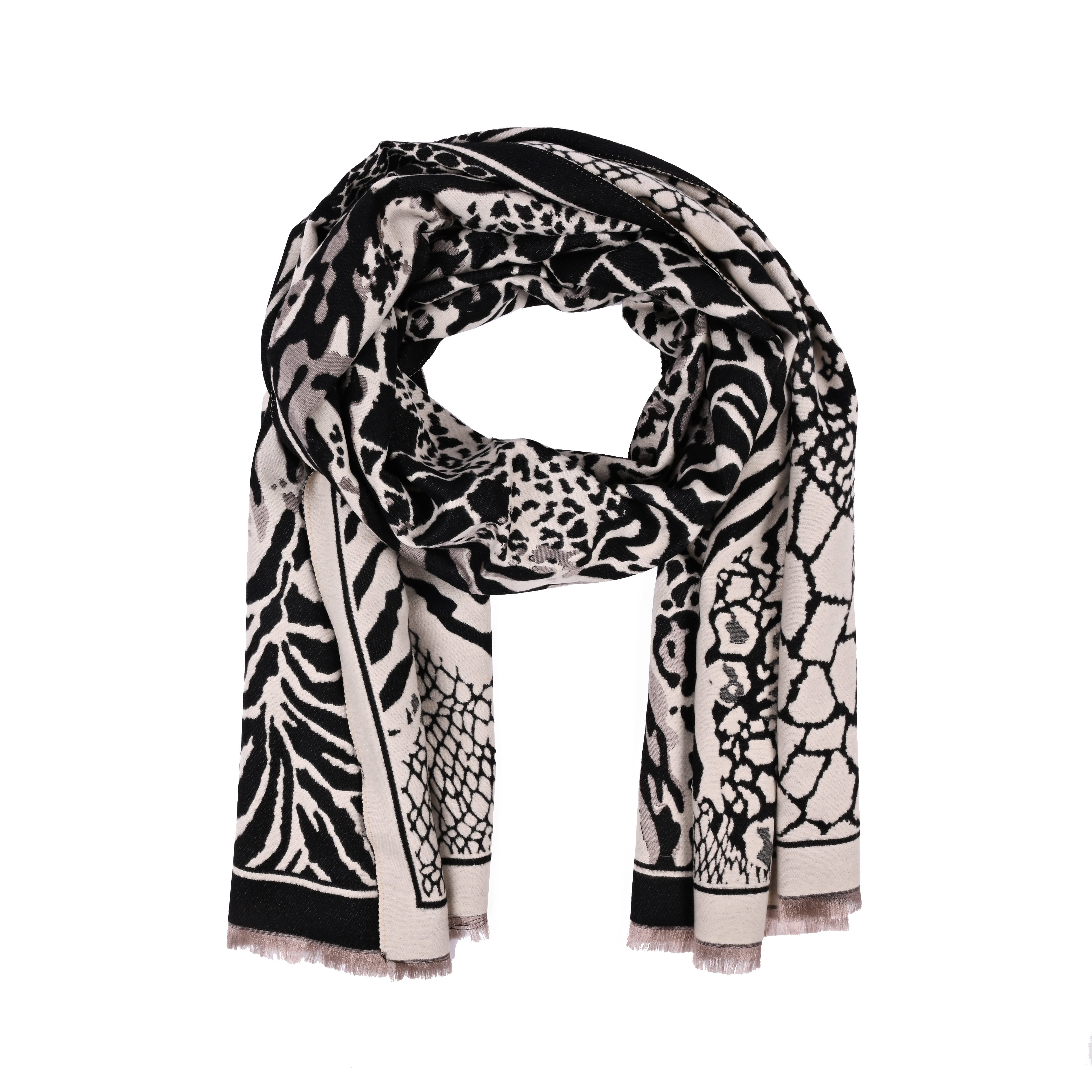 Modeschal Exklusiver Seiden-Viskose Damenschal mit edlem Animal Print