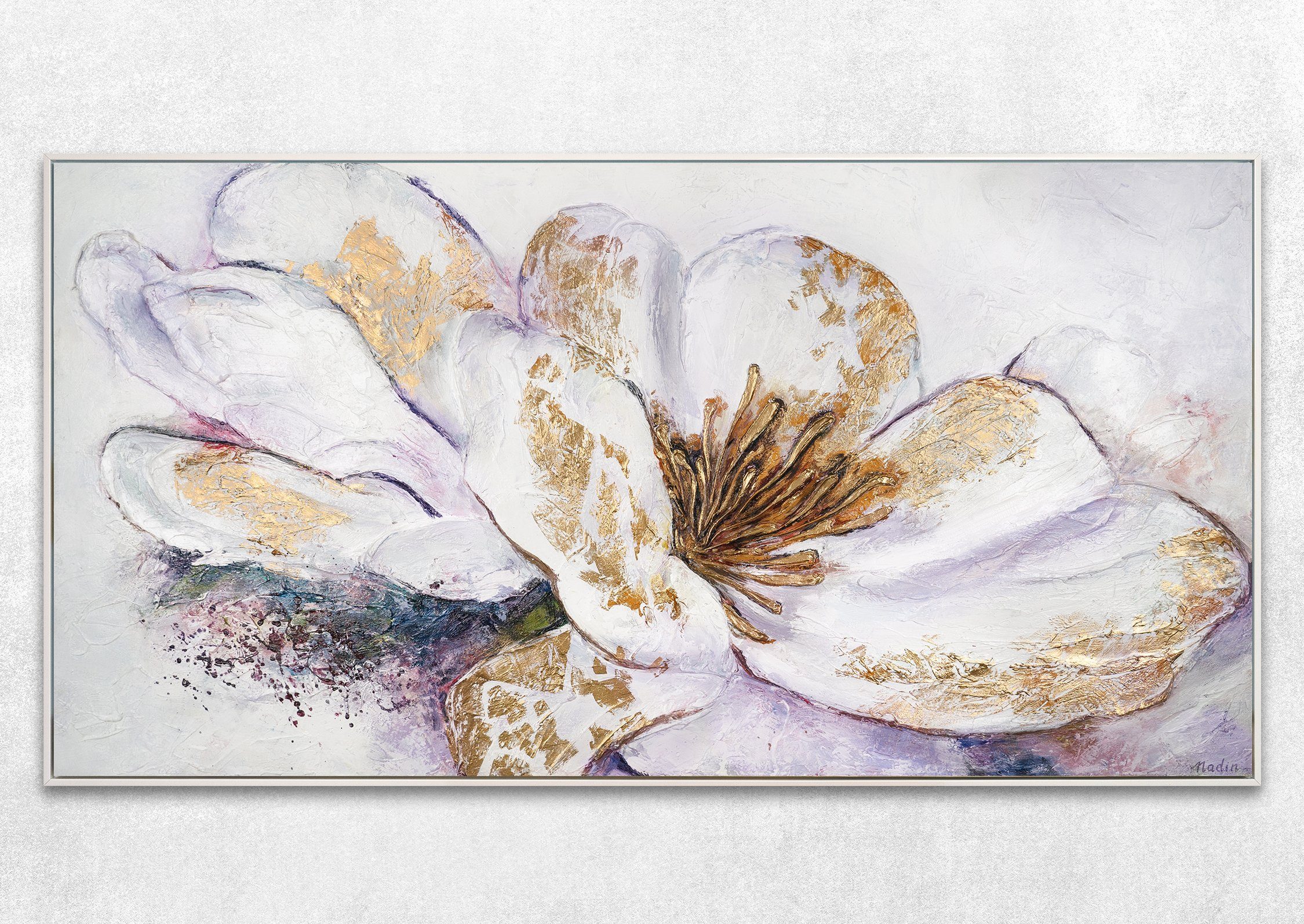 YS-Art Gemälde Goldene Pfingstrose, Blumen, Leinwand günstig online kaufen