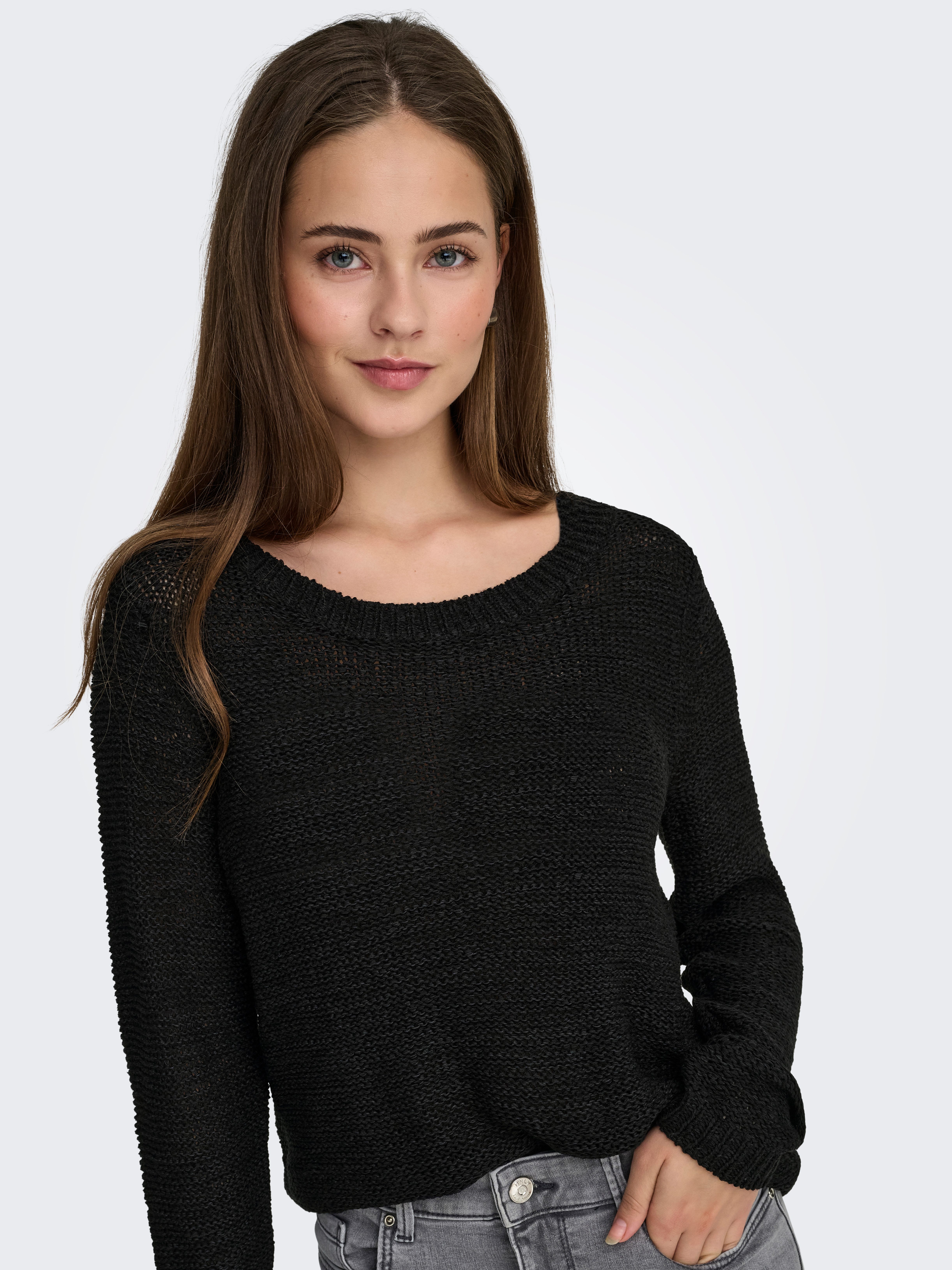 ONLY Strickpullover ONLGEENA XO L/S PULLOVER KNT NOOS Materialmix, regular fit