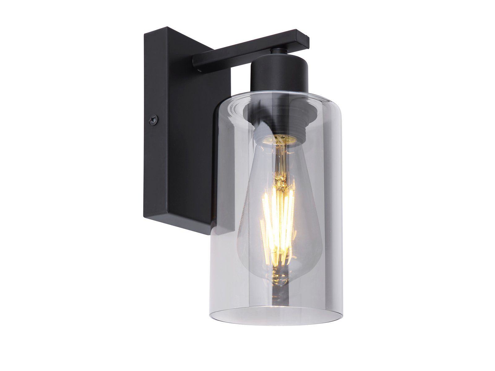 GLOBO LIGHTING LED Wandleuchte, Leuchtmittel stufenweise über Wandschalter dimmbar, LED wechselbar, warmweiß, Wand-beleuchtung innen Лампыschirm-e Rauch-glas Treppenhaus, H 23cm
