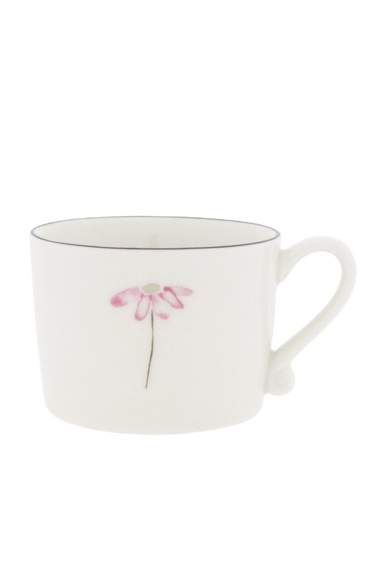 Bastion Collections Geschirr-Set Tasse - ROSE FLOWER - weiß