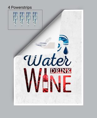 wandmotiv24 Poster Spruch, Wein, Wasser, Essen & Trinken (1 St), Wandbild, Wanddeko, Poster in versch. Größen
