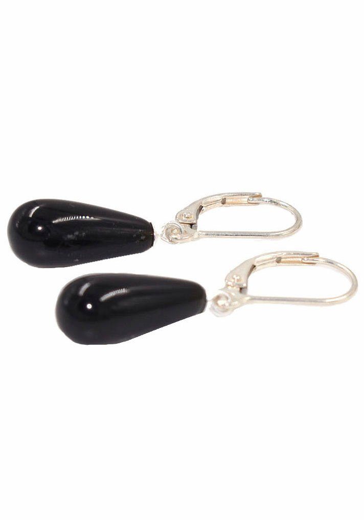 Firetti Paar Ohrhänger Schmuck Geschenk Silber 925 Ohrschmuck Patentbrisur Edelstein Onyx, Made in Germany - mit Onyx