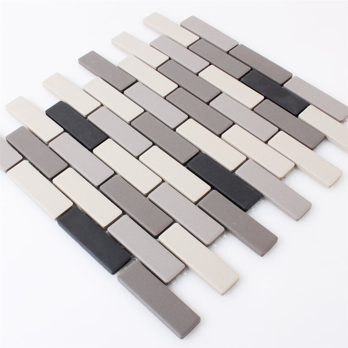 Mosafil Mosaikfliesen Mosaikfliesen Keramik Beige Grau Unglasiert, Keramik 29.000x26.100, schwarz-beige-grau, Verlegefertig auf ein Netz geklebt - Frostsicher - Wasserdicht -