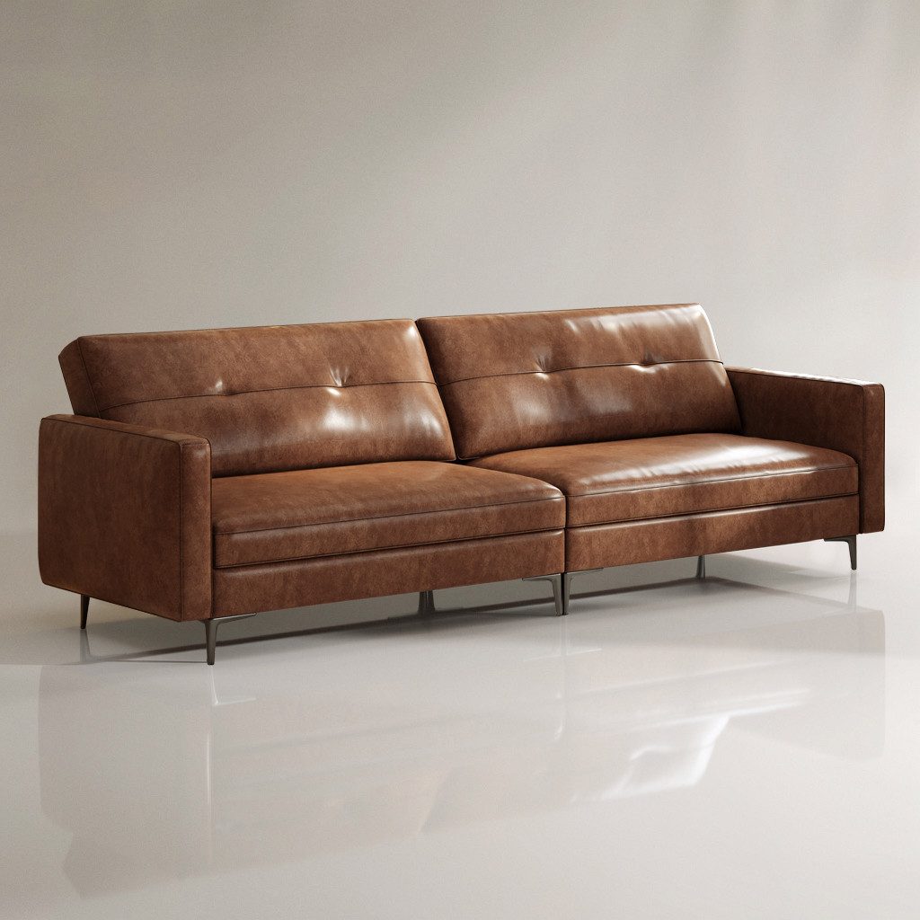 oleyluckidea Big-Sofa Vintage 3-Sitzer Sofa aus Kunstleder Braun, Set