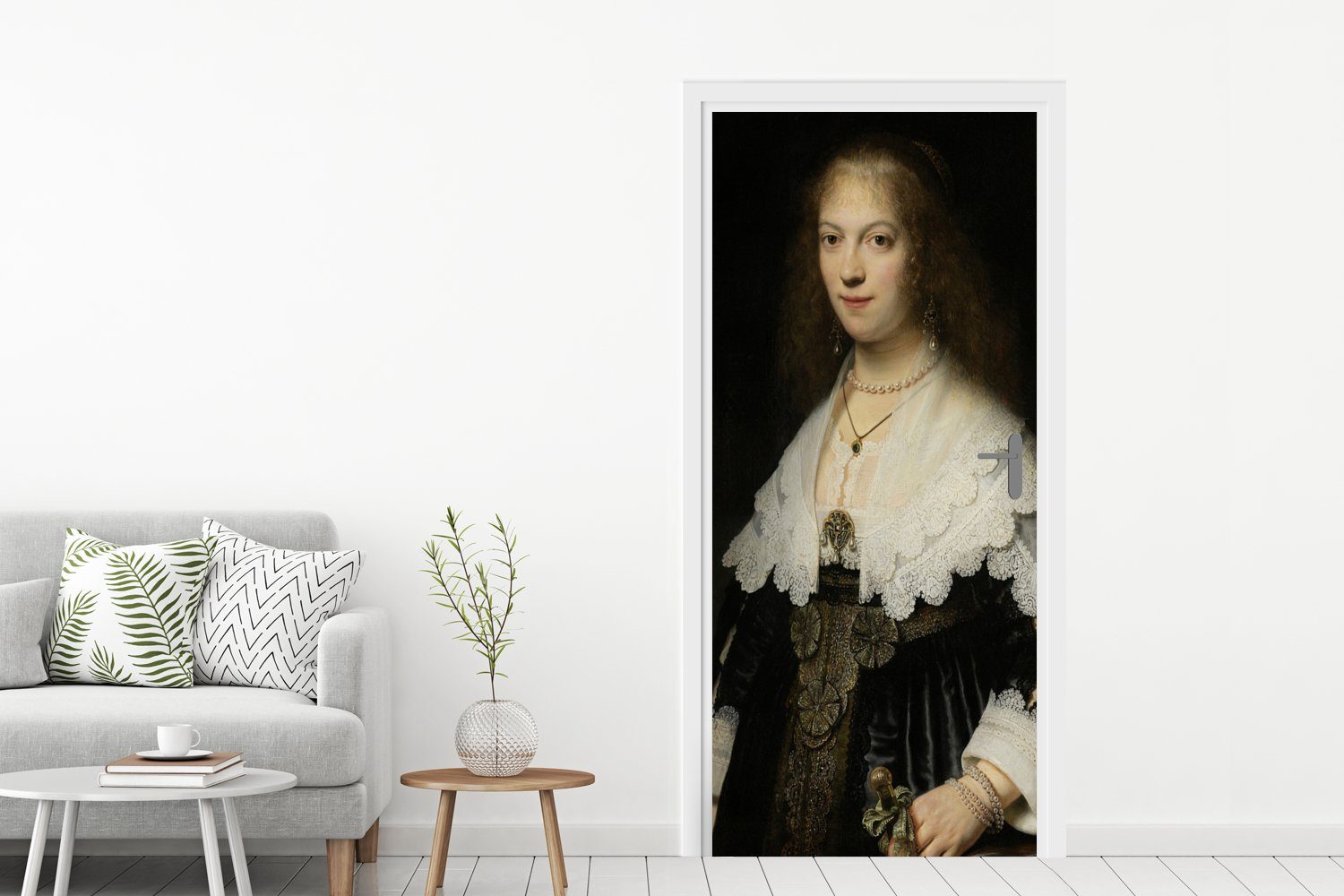 einer Fototapete cm möglicherweise Maria Matt, Trip bedruckt, St), Porträt Türaufkleber, 75x205 Türtapete Frau, - MuchoWow Rembrandt, Gemälde (1 Tür, für von