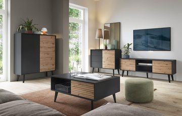 MOEBLO Kommode Canelado C104 (Moderne Sideboard Highboard, Wohnzimmer Schlafzimmer Komodenschrank), (HxBxT):125x104x39cm