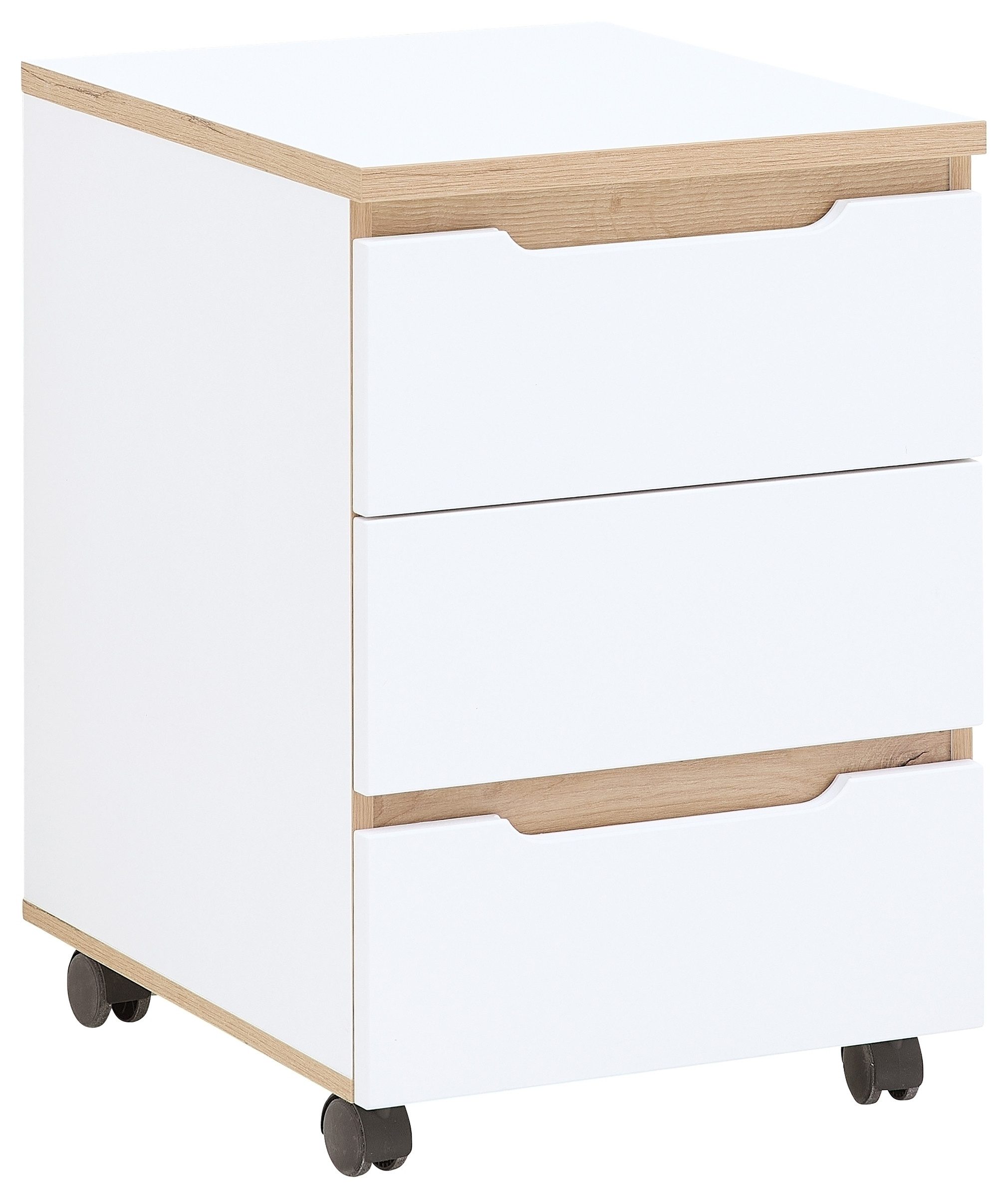 freiraum Rollcontainer Memphis, in Weiß / Artisan Eiche Dekor - 45x66x55 (BxHxT)