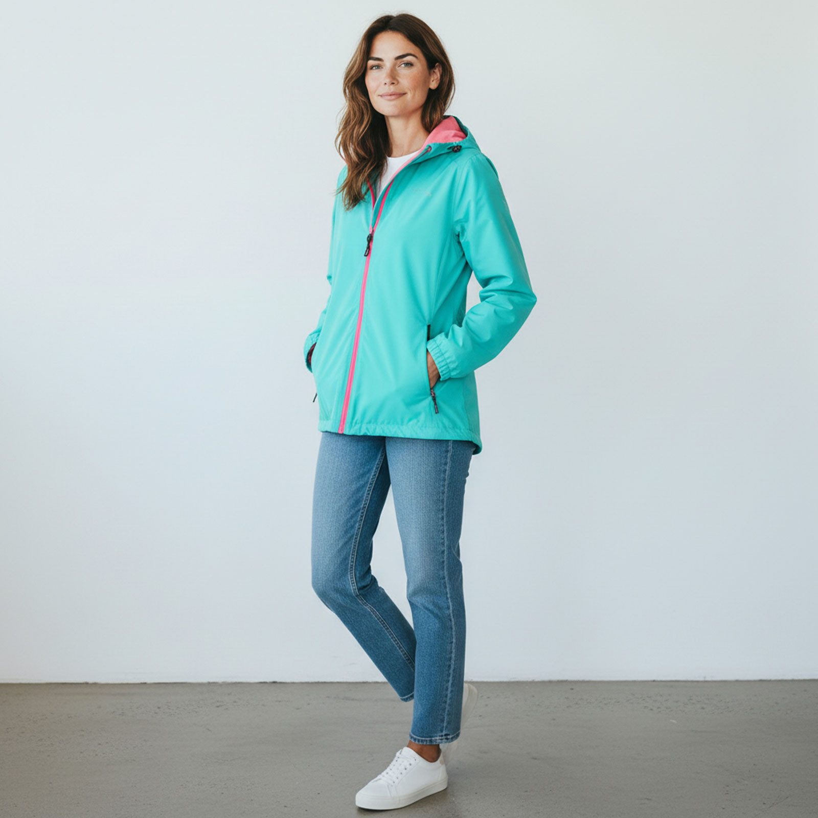 Dry Fashion Fahrradjacke Spiekeroog Damen Funktionsjacke - Regenjacke leicht & verstaubar Jacke Wasserdicht, Windicht, Atmungsaktiv, Kapuze mit Vorderschirm