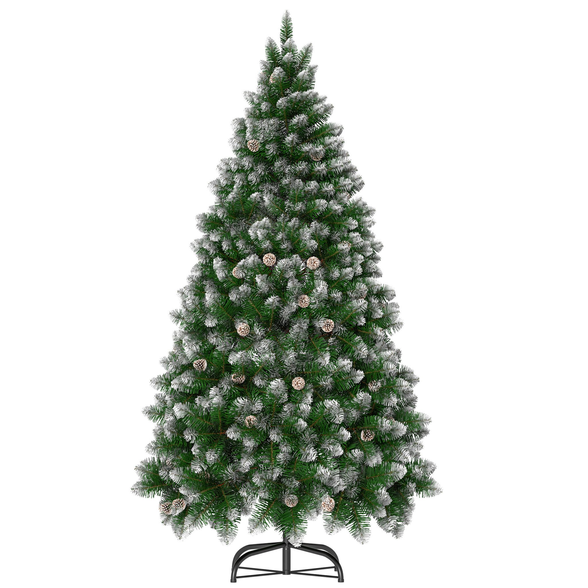 FIVMEN Künstlicher Weihnachtsbaum Künstlicher Weihnachtsbaum PVC Tannenbaum Christbaum mit Schnee-Effekt, Metallständer Bodenschutz Faltbare Zweige für festliche Nendekoration