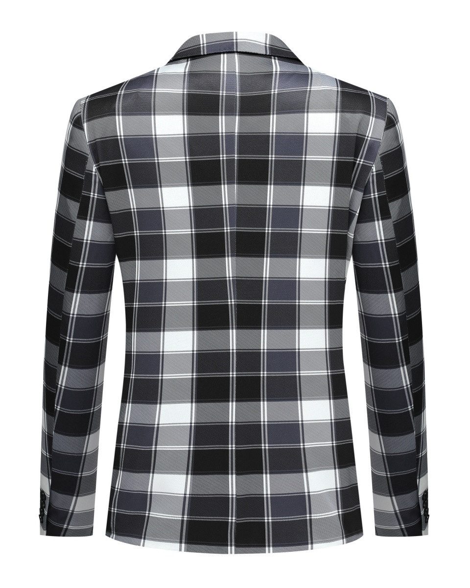 Allthemen Sakko Slim Fit Anzugjacke mit Karo Muster günstig online kaufen