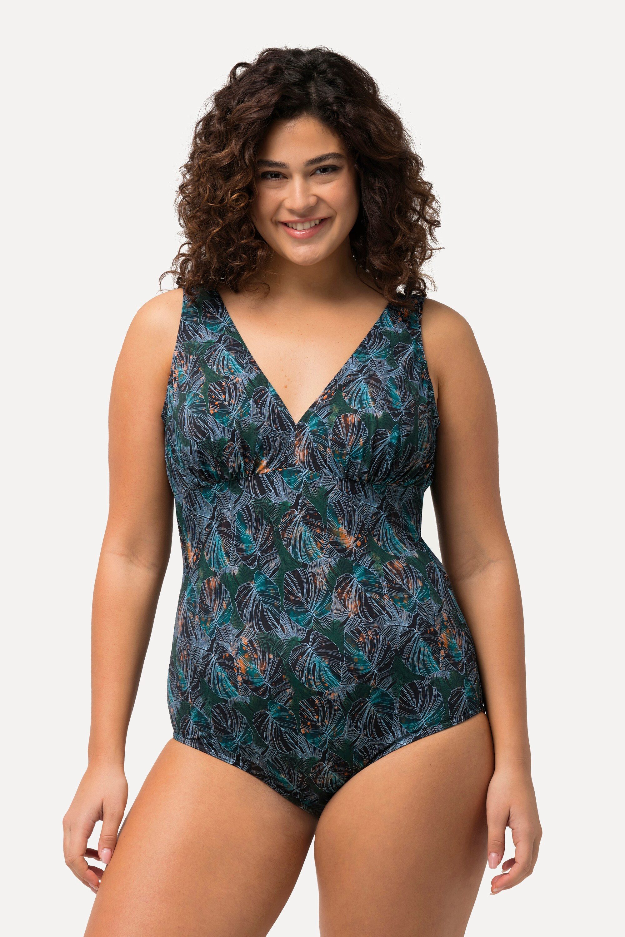 Ulla Popken Badeanzug Badeanzug Dschungelblätter Softcups günstig online kaufen
