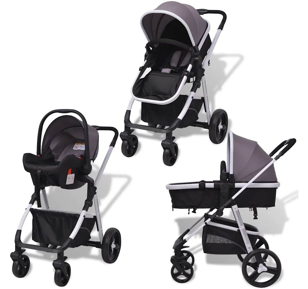 Thumbnail - vidaXL Kinder-Buggy 3-in-1 Kinderwagen Aluminium Grau und Schwarz