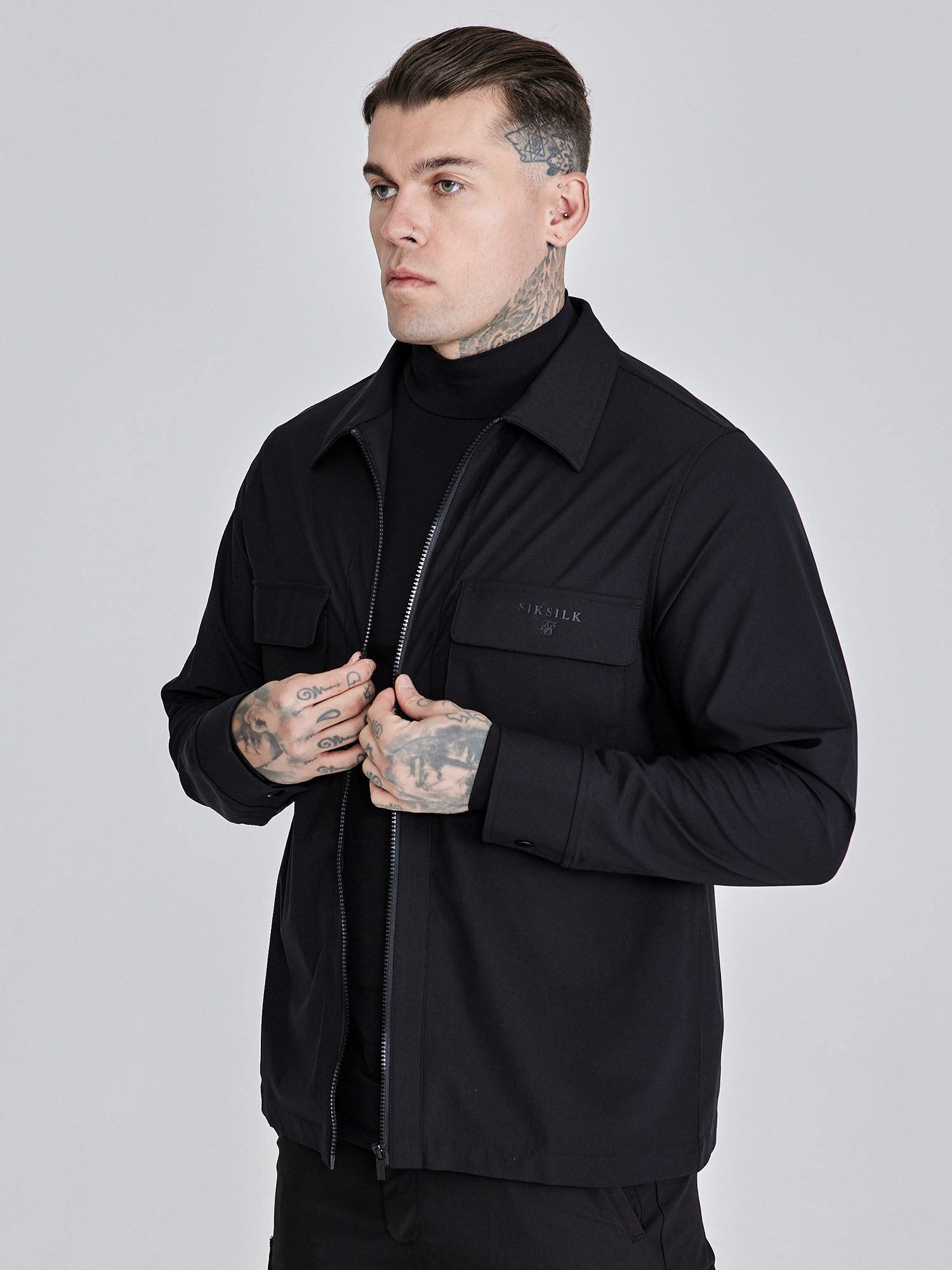 Siksilk Hemdjacke SikSilk Herren Schwarzes Utility günstig online kaufen