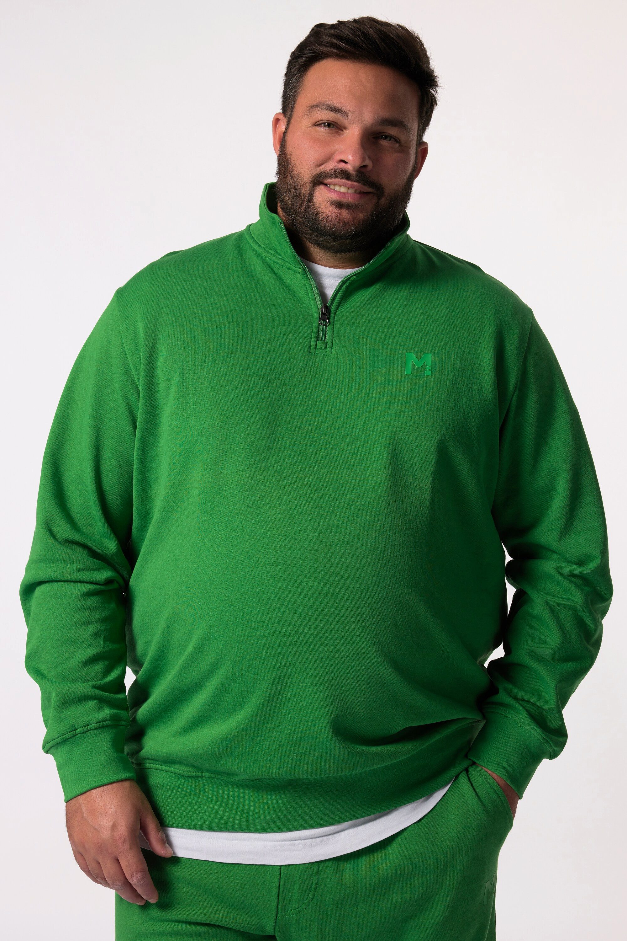 Men Plus Sweatshirt Sweat-Troyer Basic Zippkragen