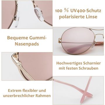 Avoalre Sonnenbrille Pilotenbrille (2-St) verspiegelt mit Metallrahmen
