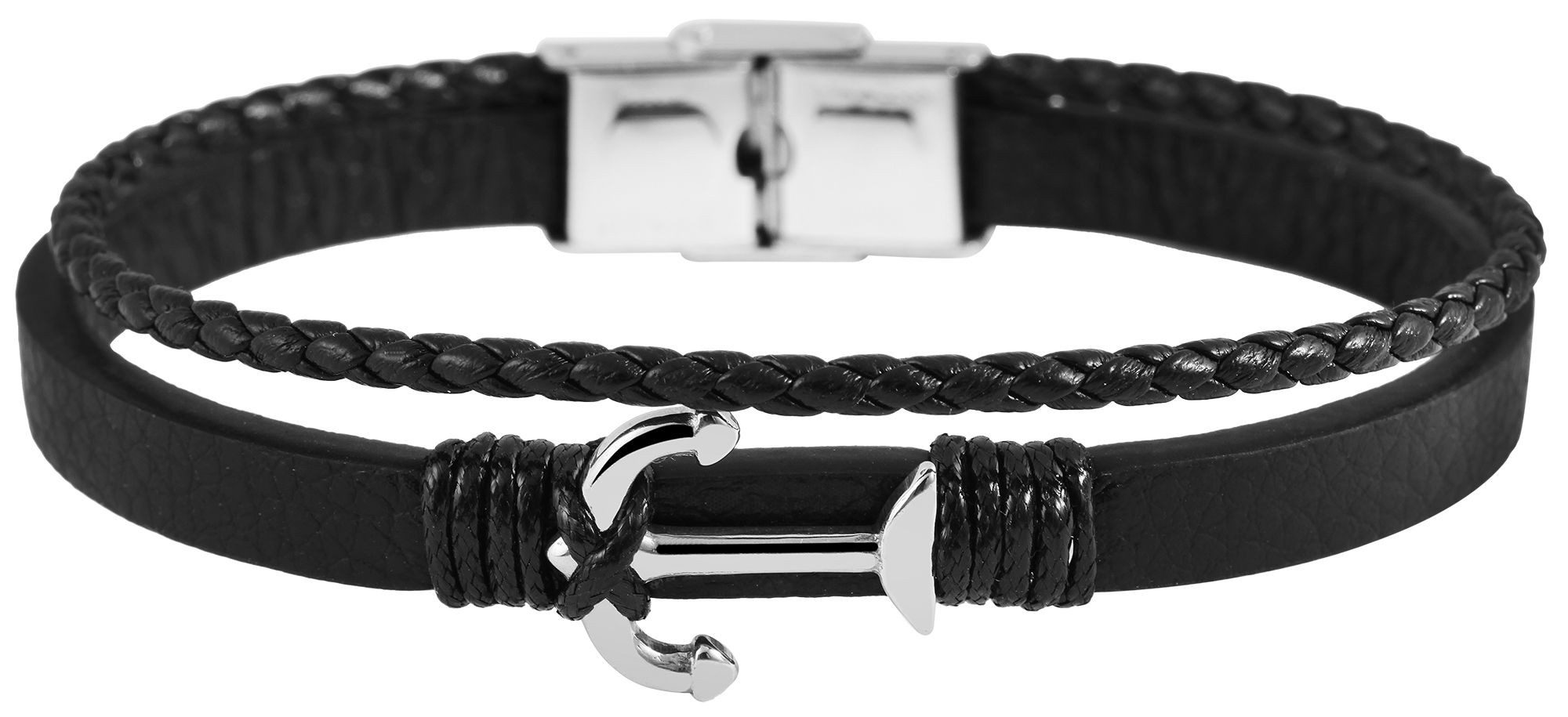 AKZENT Armband AK1609 Echt Lederarmband mit Edelstahlelement (Einzeln)