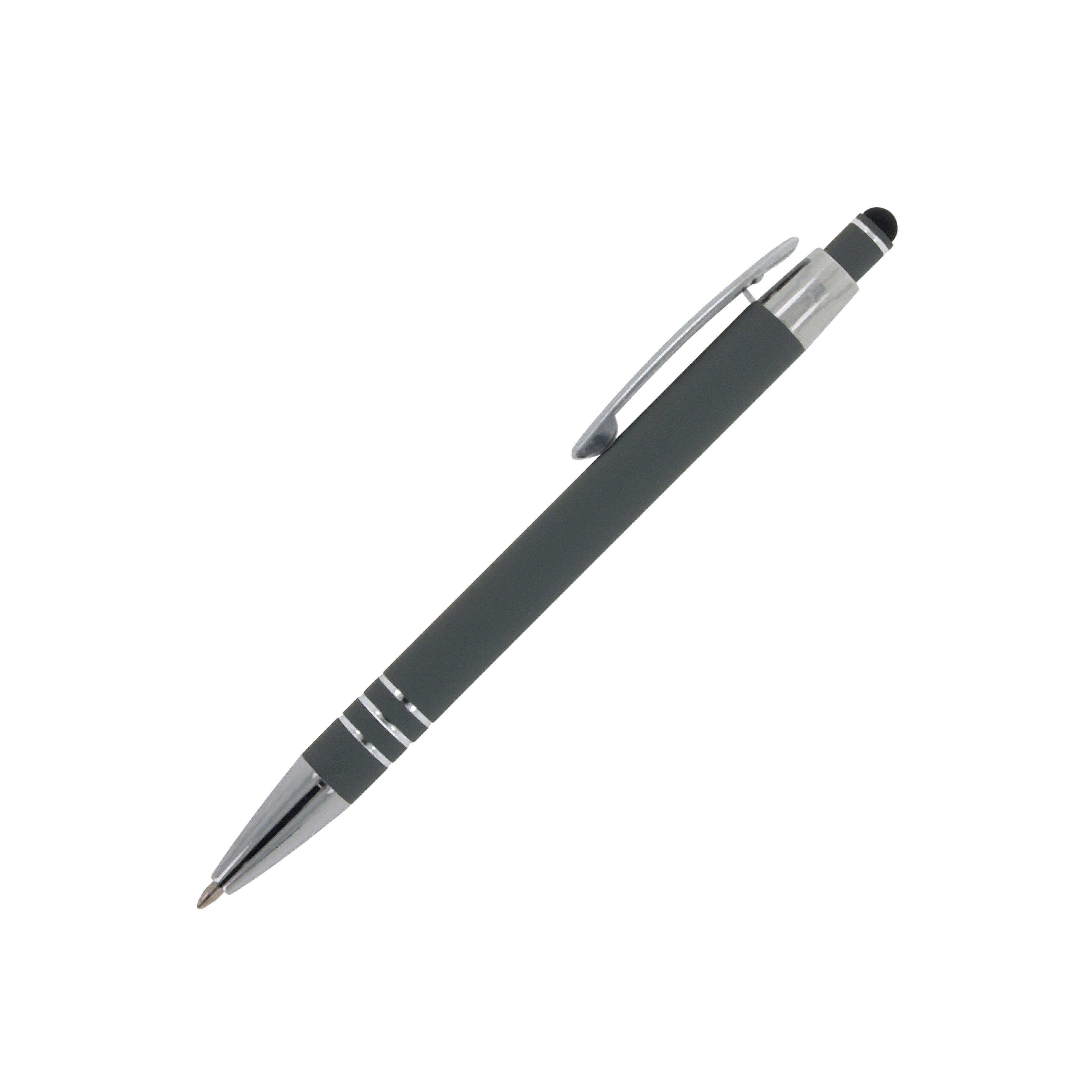 TOPPOINT Kugelschreiber Touchpen Kugelschreiber / aus Metall / mit Soft-Touch / Farbe: grau