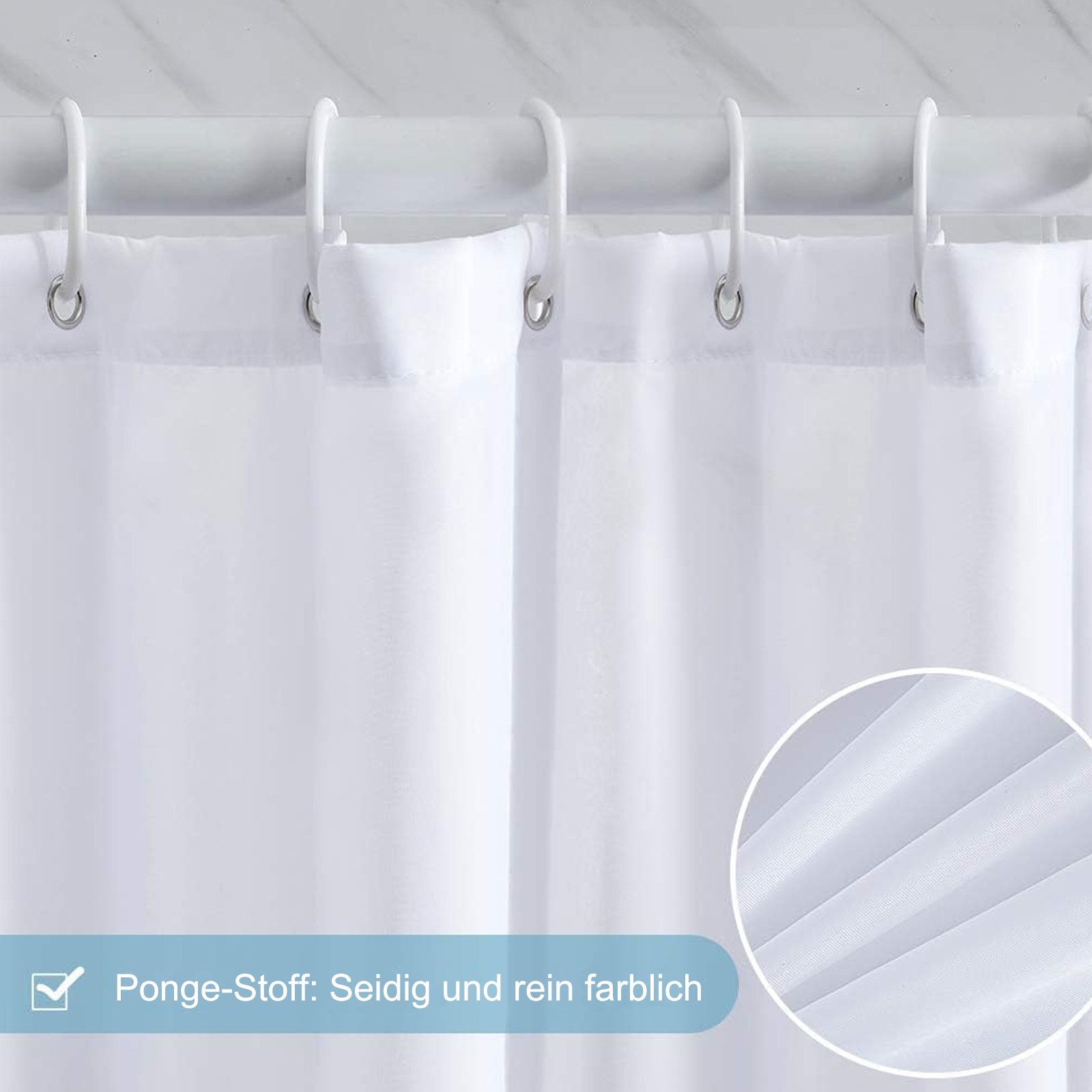 OKWISH Duschvorhang Badezimmer Vorhang Badewannenvorhang Dusche Breite 200 cm (200x240 cm Wasserabweisend Anti-schimmel Waschbar 12 Duschvorhangringe, Duschvorh – Bild 4 von 5