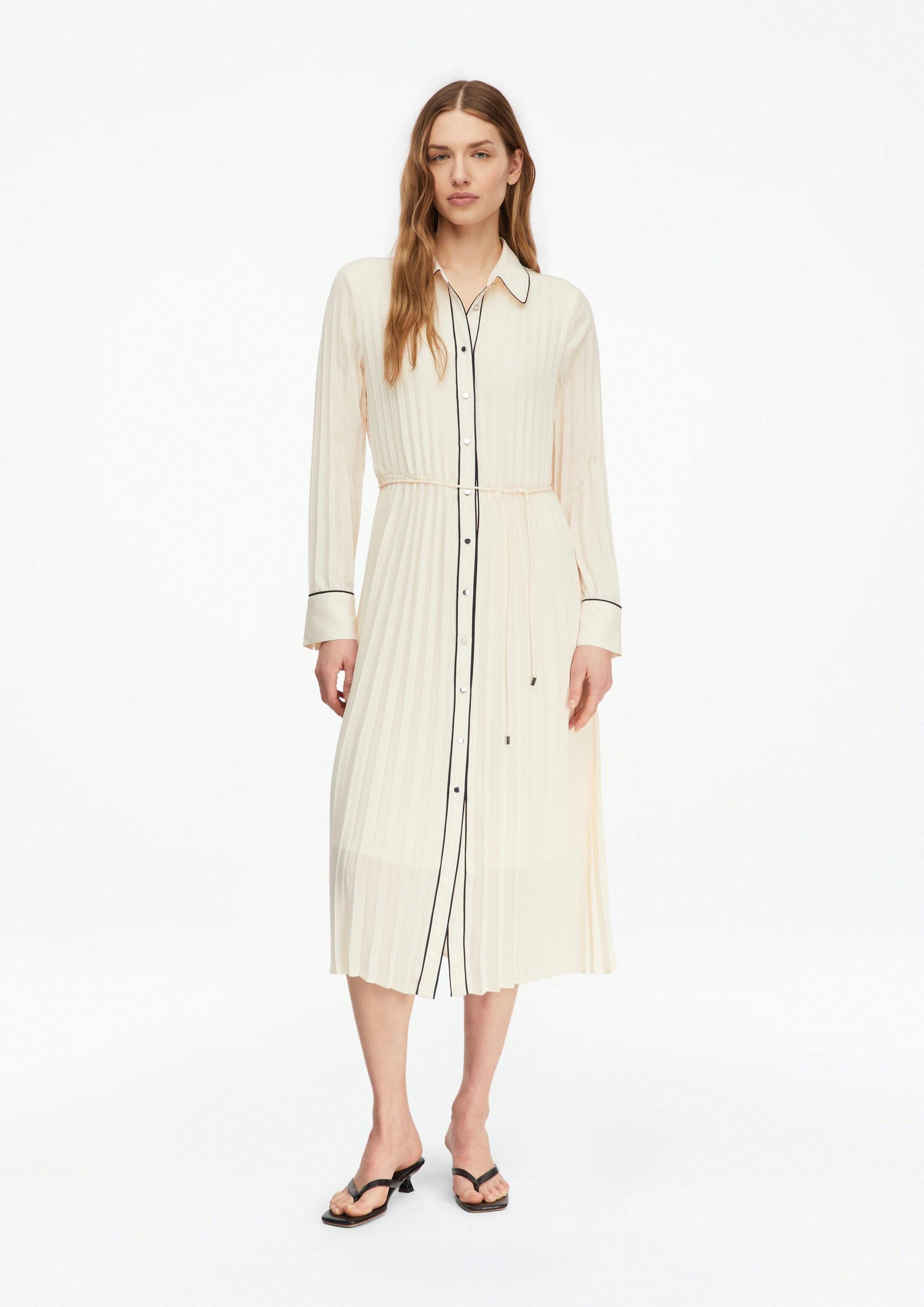 comma Midikleid Kleid Plissée-Kleid mit Kontrastdetails