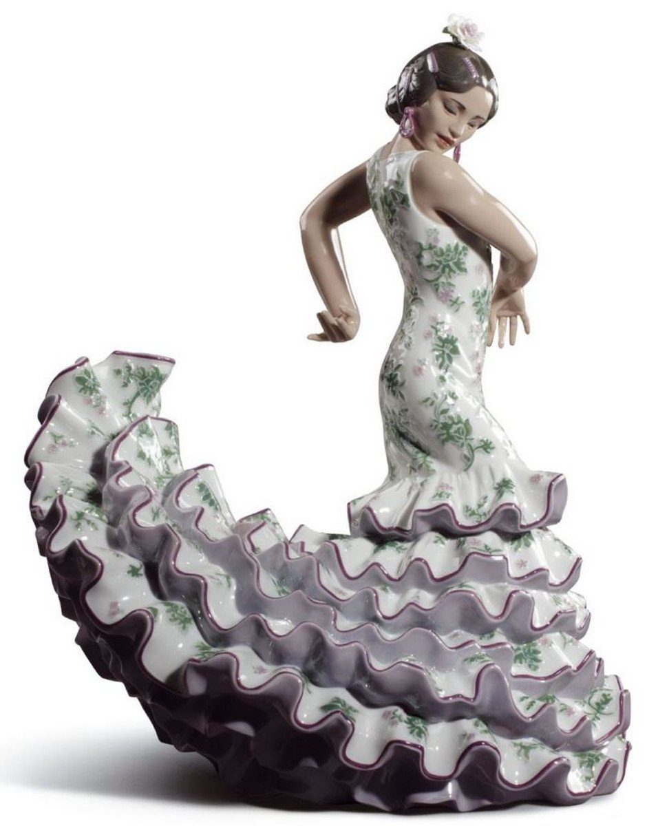 Casa Padrino Dekofigur Casa Padrino Luxus Porzellan Skulptur Flamenco Frau Mehrfarbig 27 x H. 47 cm - Handgefertigte Luxus Deko Figur - Limitierte Ausgabe