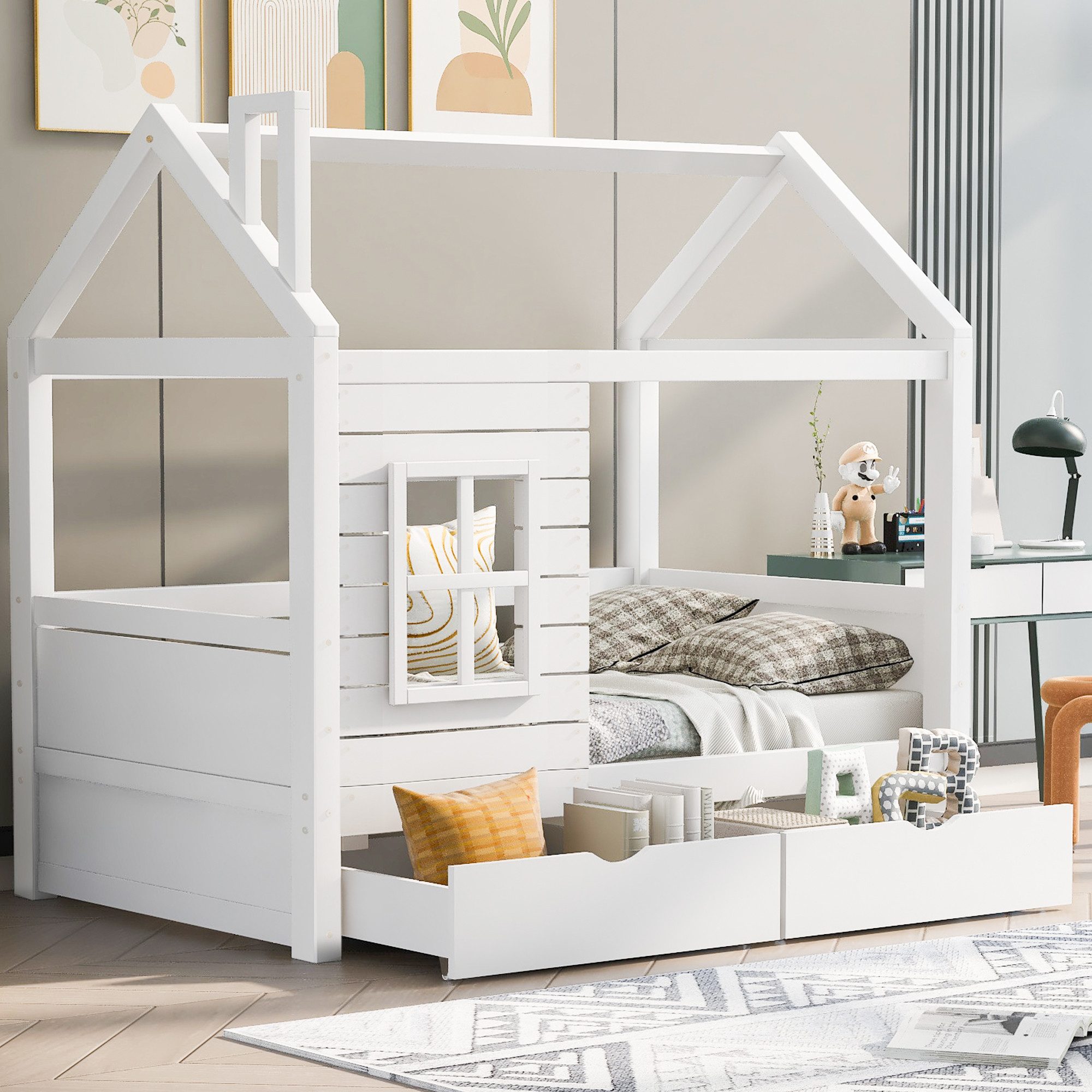 Flieks Hausbett, Kinderbett Jugendbett 80x160cm Massivholzbett günstig online kaufen