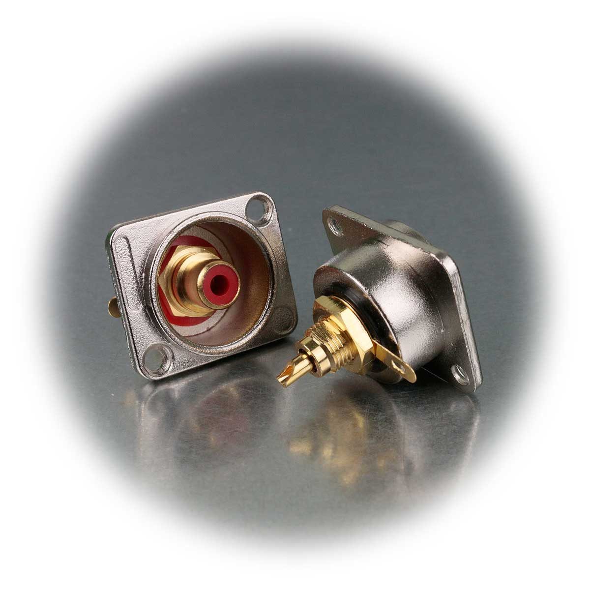 Dynavox Cinch-Stecker Cinch-Einbaubuchsenset "Pro" rot/schwarz, 26x31mm