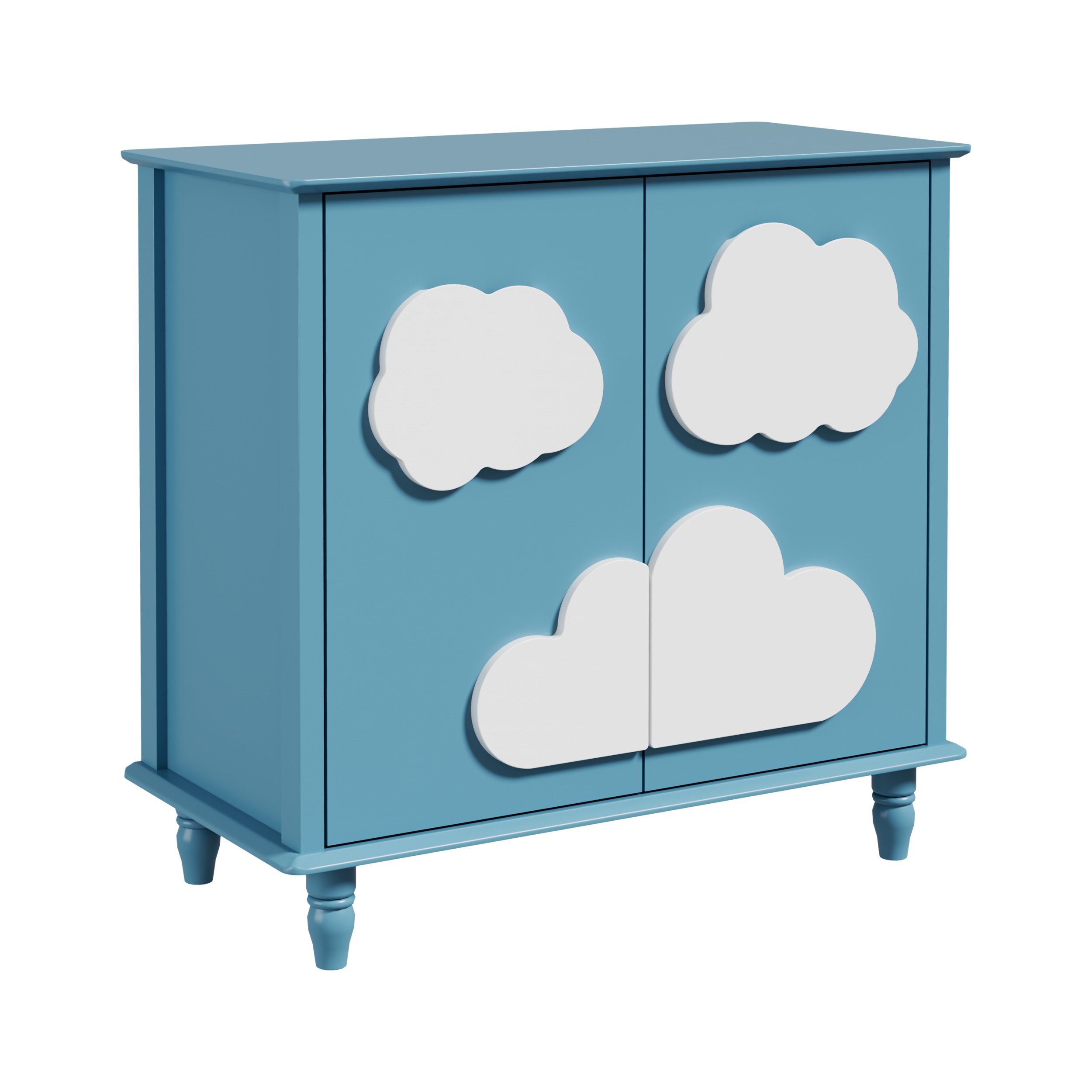 UEV Kinderkleiderschrank mit 2 Türen, Kinderschrank für mädchen mit Wolkemu günstig online kaufen