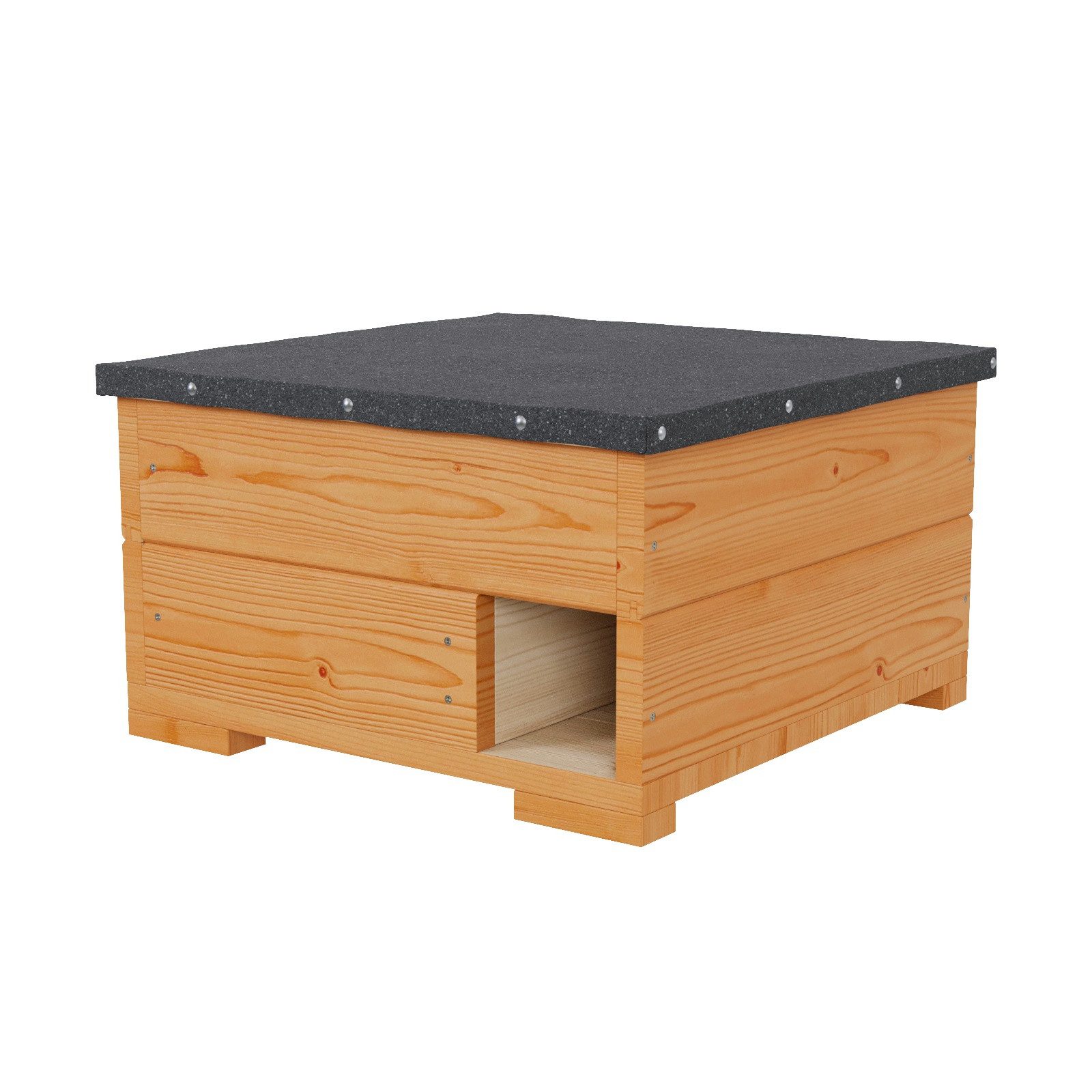 QLS Tierhaus Igelhaus aus Holz 45x45x27 cm Braun, mit abnehmbarem Dach Imprägniert Wetterfest
