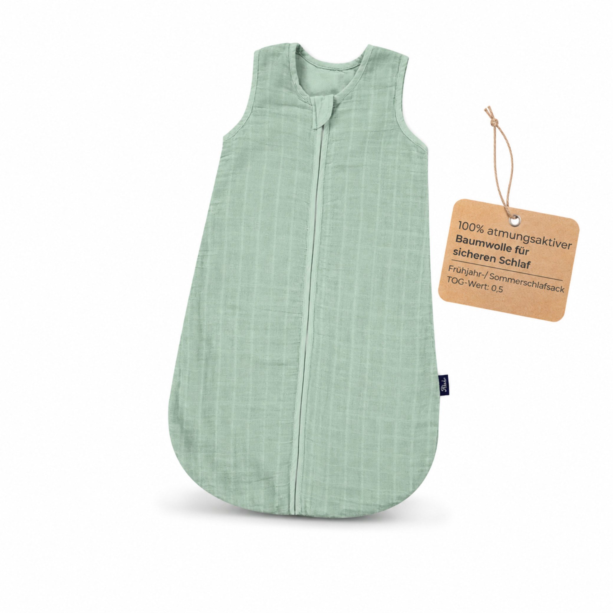 Kinderhaus Blaubaer Babyschlafsack Mull-Schlafsack TOP, atmungsaktives Material aus 100% Baumwolle, Verdeckter Reißverschluss