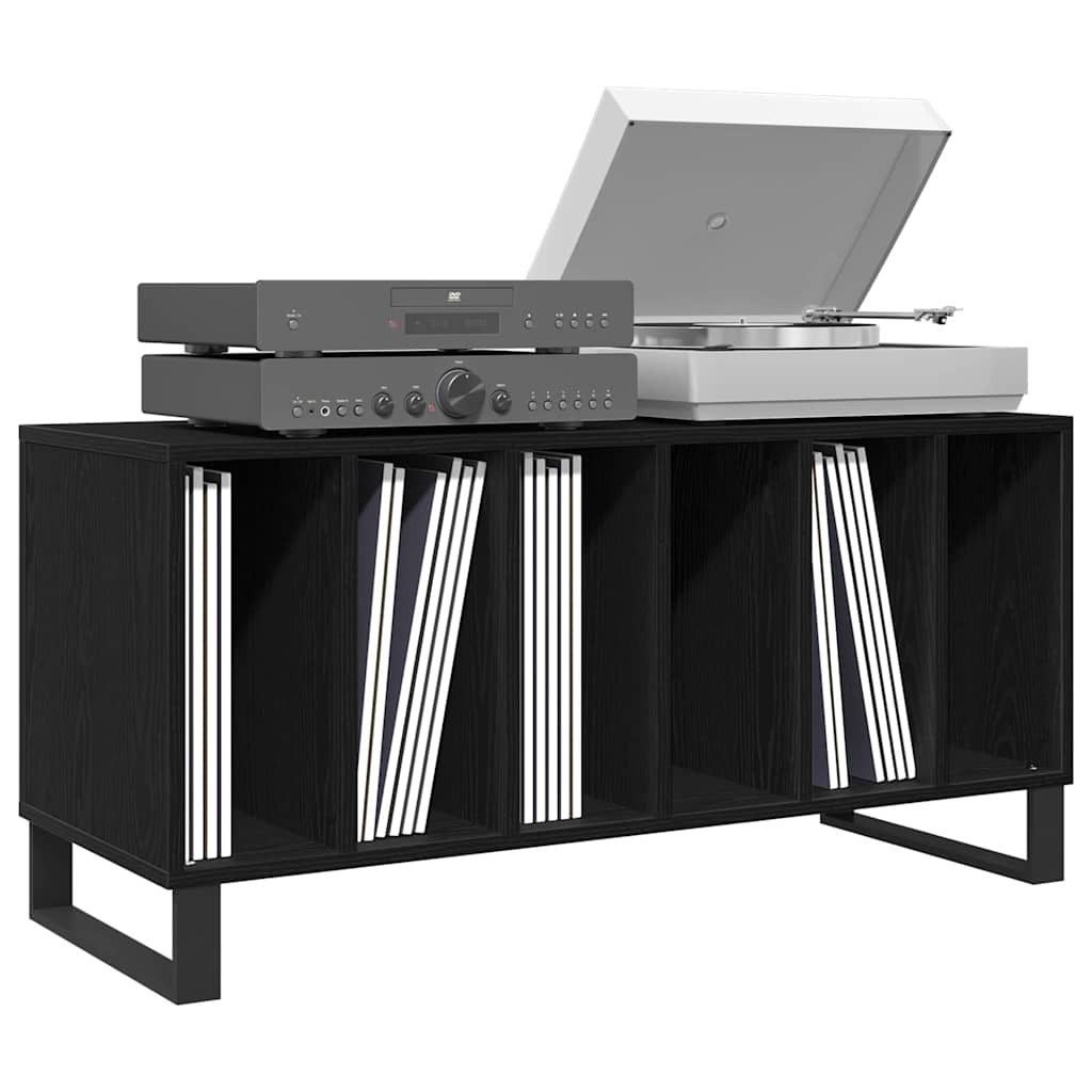 vidaXL Media-Regal, Schallplattenschrank Schwarz Eichen-Optik 100 x 38 x 48 cm