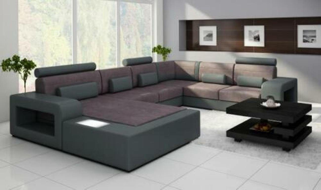 JVmoebel Ecksofa Sofa mit USB Stoff Textil Leder Sofa mit Beleuchtung Maßfertigung