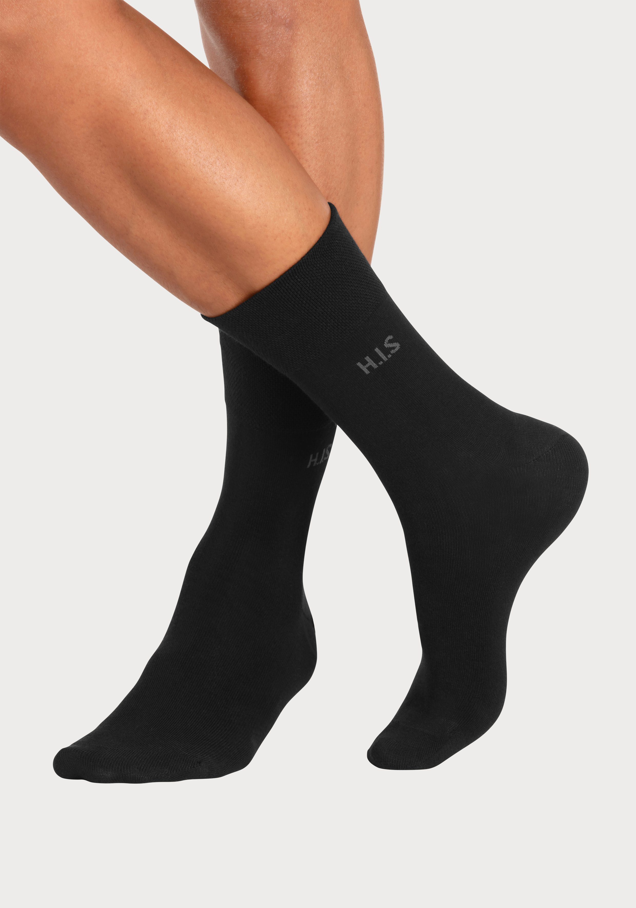 H.I.S Socken Herren Basic Strümpfe Atmungsaktive Baumwolle, Männersocken Business (Packung, 12-Paar, Großpackung Crew Socken Gr. 39-42 bis 47-48) ohne einschnei – Bild 3 von 5