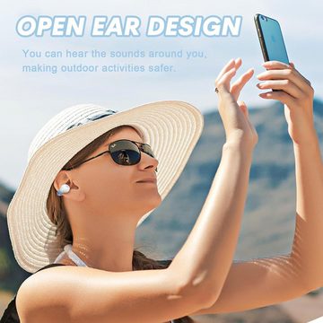 Xmenha IPX5 wasserdicht für Schutz vor Schweiß und Regen Open-Ear-Kopfhörer (Integrierte LED-Leistungsanzeige und Touch-Steuerung für einfache Bedienung von Musik, Anrufen und Lautstärke., mit Ohrbügel, Tragekomfort und Sicherheit in offener Umgebung,Leichtes)