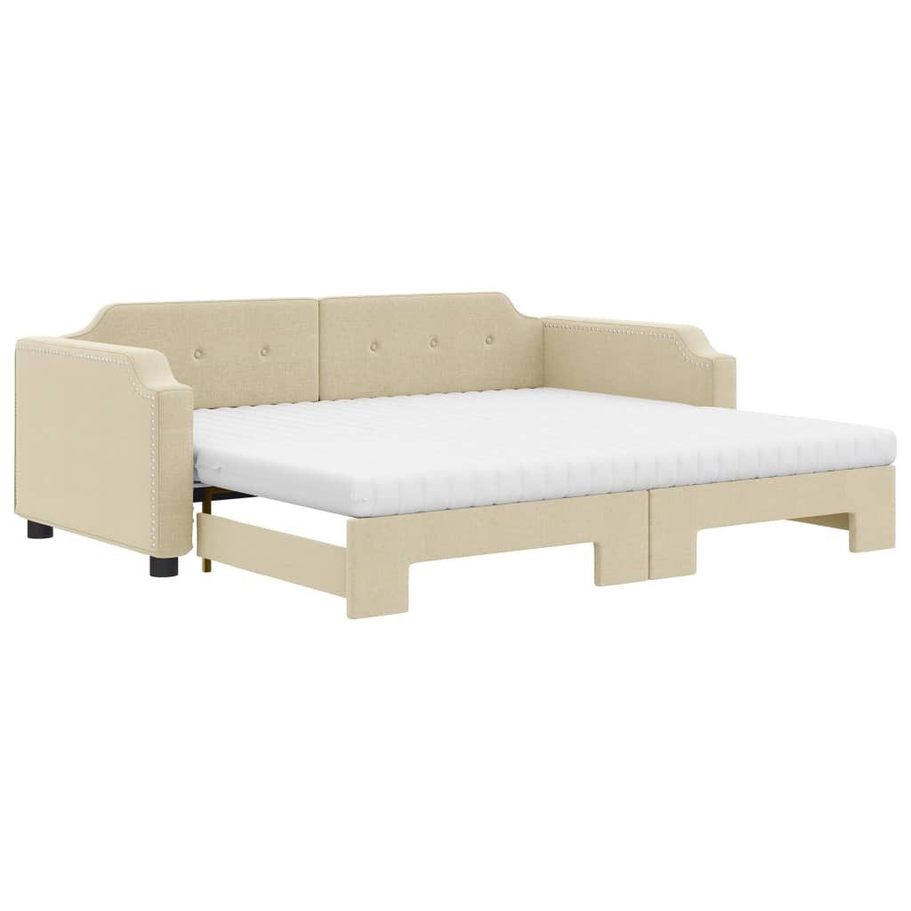 vidaXL Bett, Tagesbett Ausziehbar mit Matratzen Creme 100x200 cm Stoff günstig online kaufen