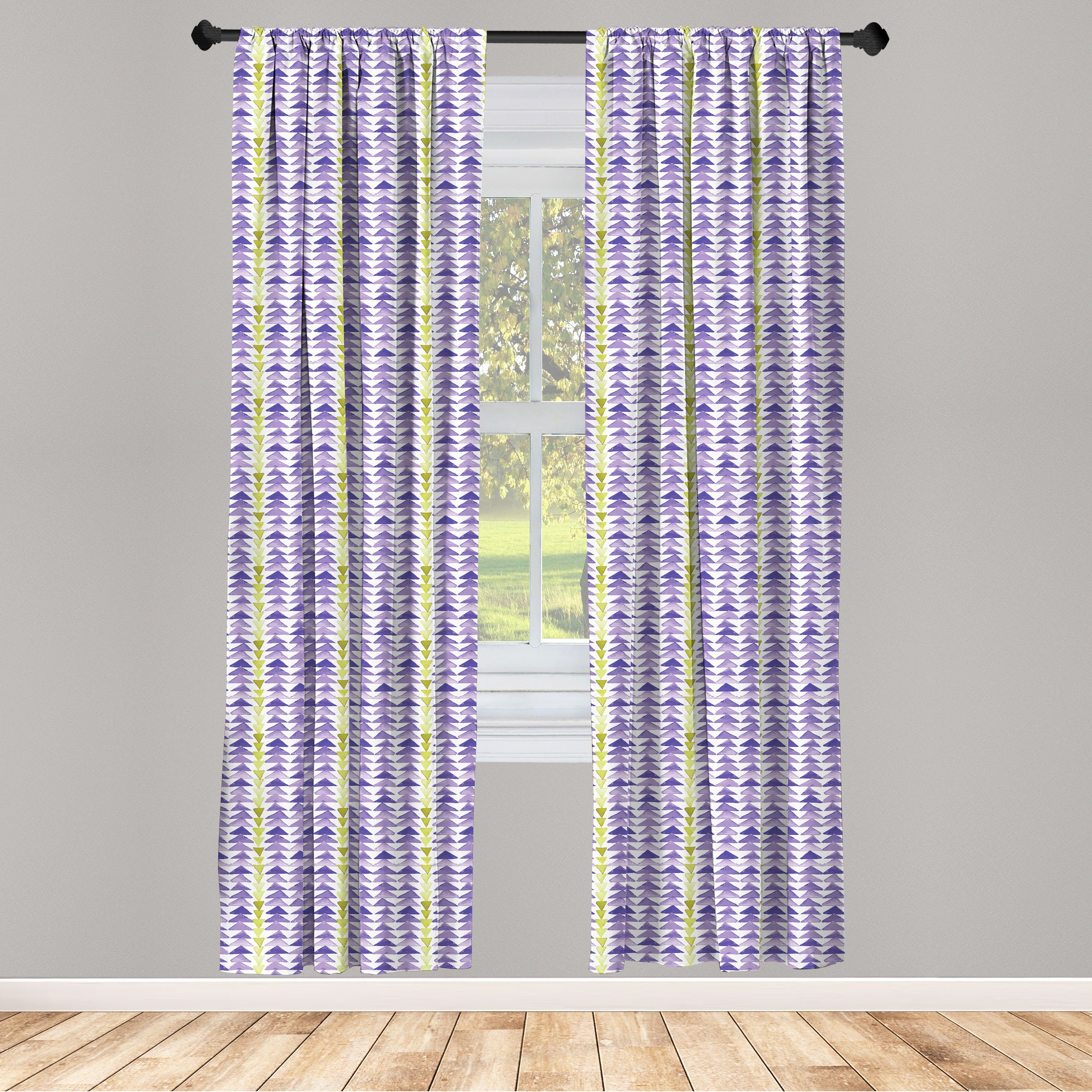 Gardine Vorhang für Wohnzimmer Schlafzimmer Dekor, Abakuhaus, Microfaser, geometrisch Bicolor Triangles Kunst | Fertiggardinen