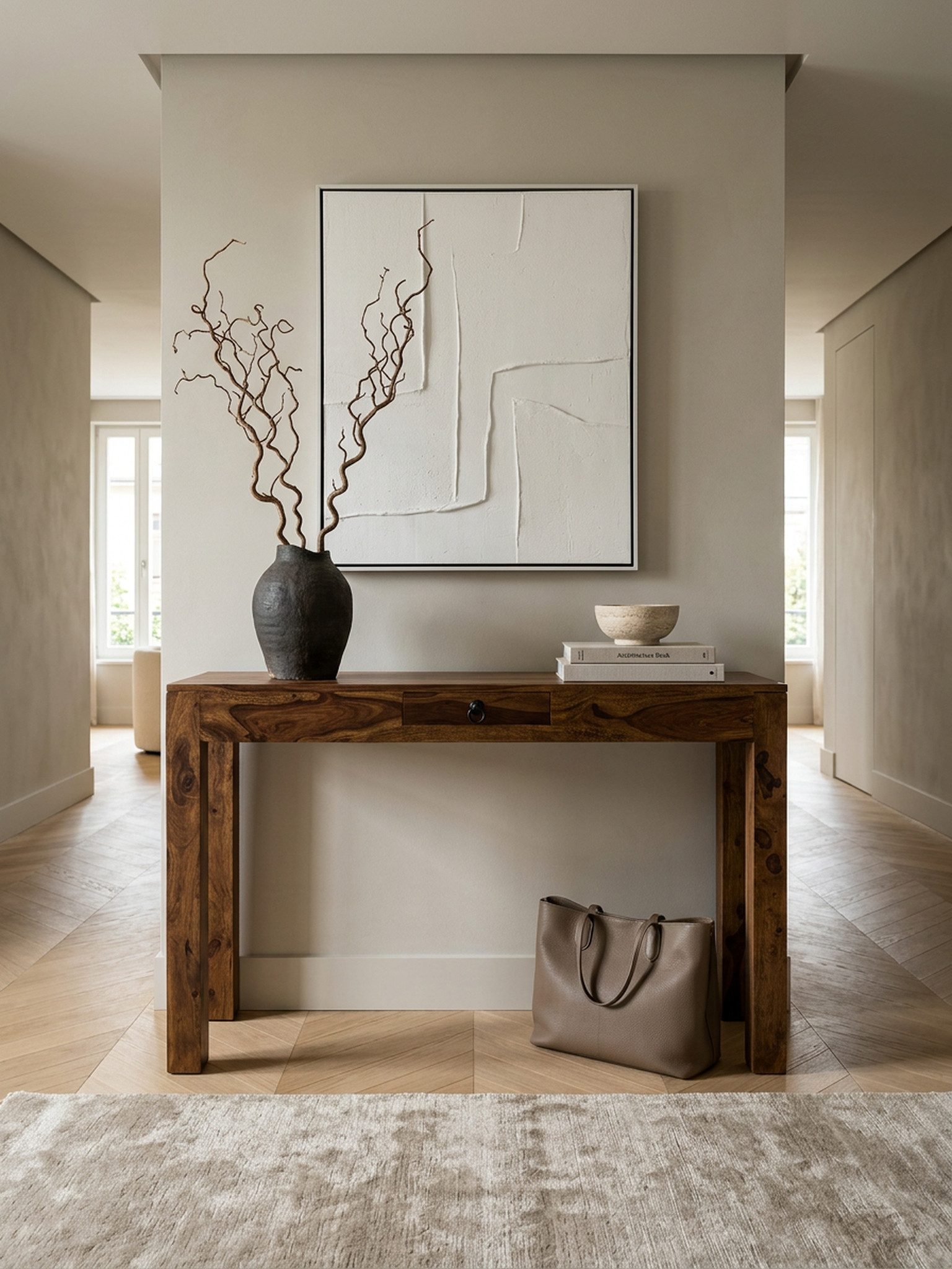KADIMA DESIGN Konsolentisch Handgefertigter Landhausstil mit Schublade, vielseitig einsetzbar