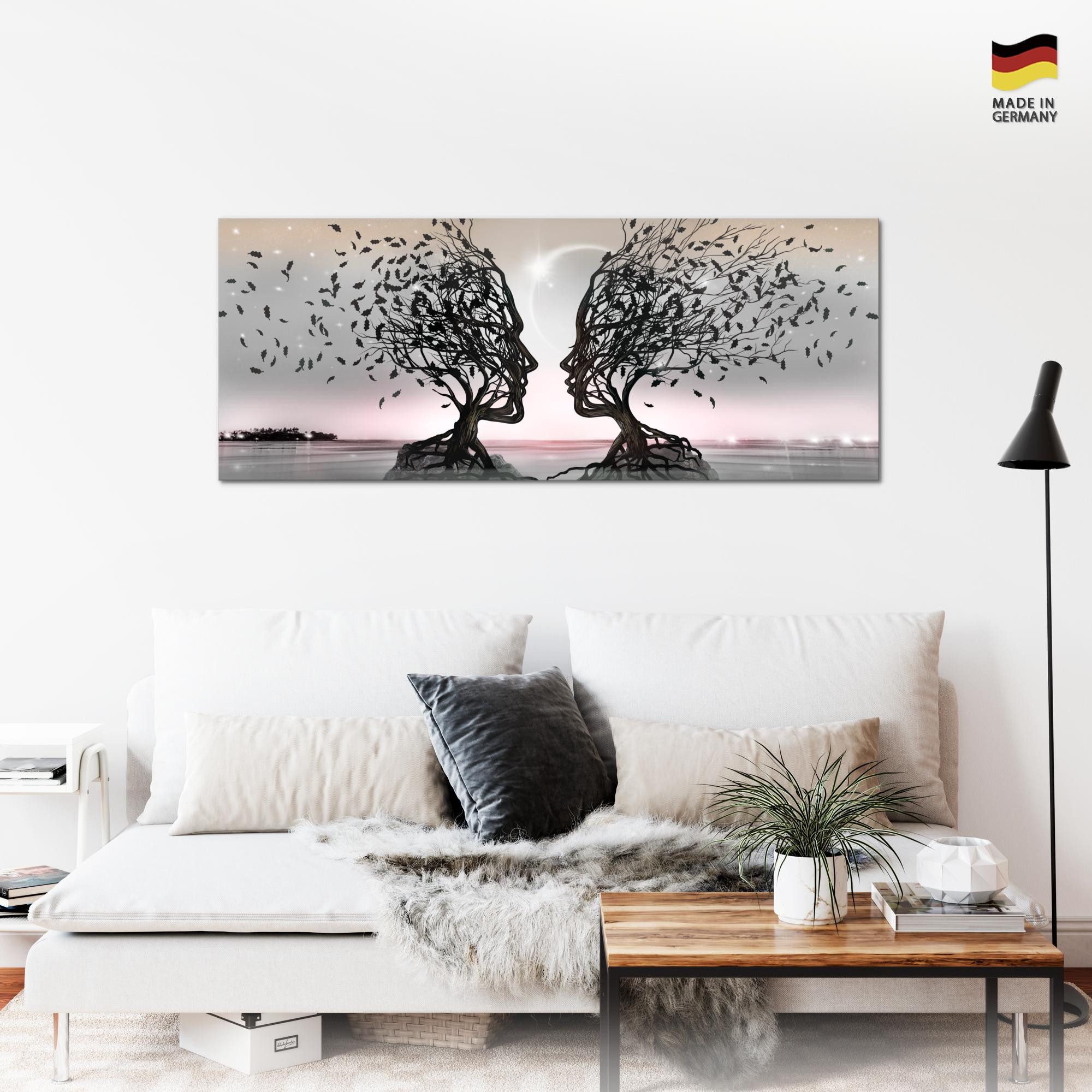 Runa Art Wandbild Liebespaar Abstrakt Bild Wohnzimmer Schlafzimmer Deko 100x40 cm