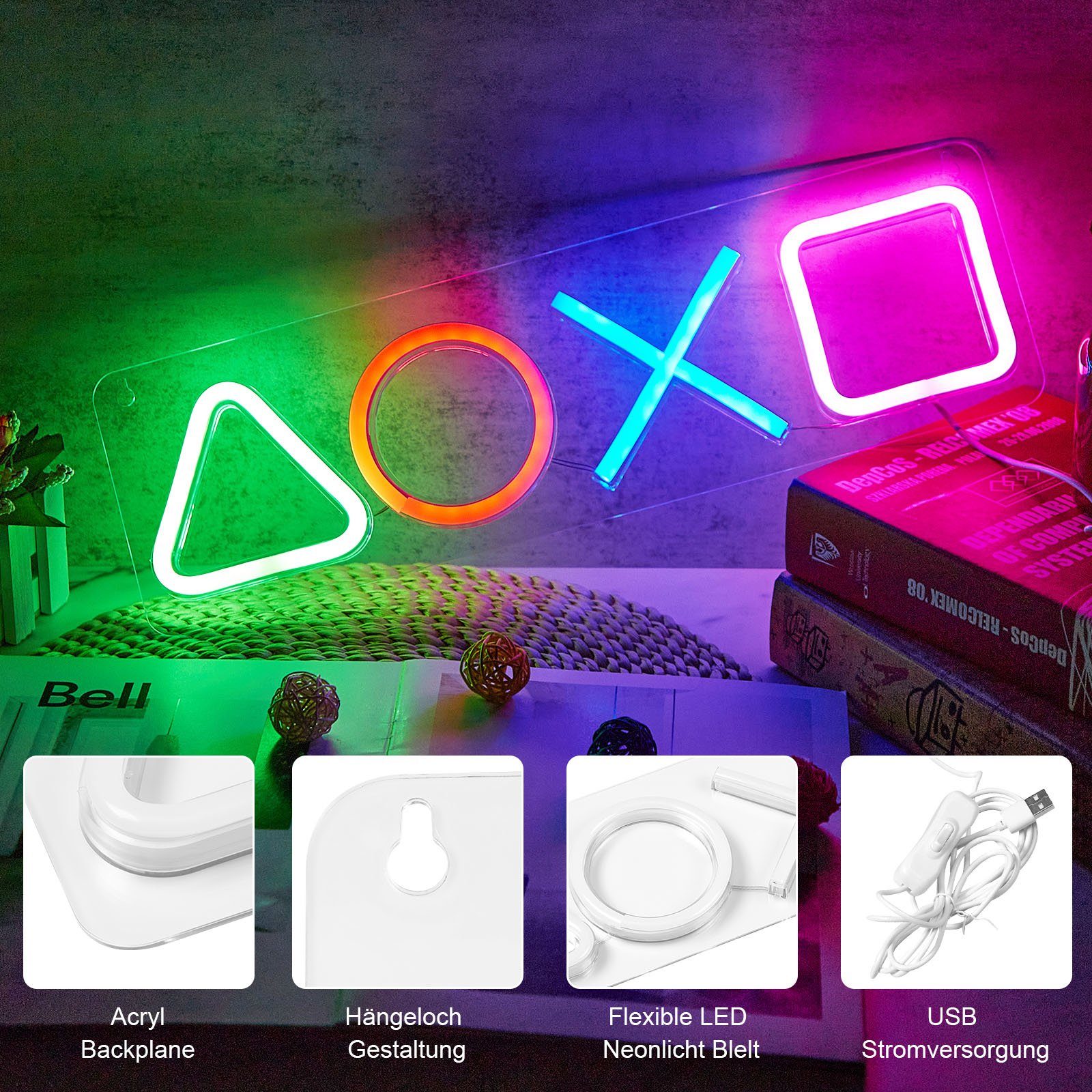 Sunicol Nachtlicht LED Neon Schild Licht Nachtlicht Leuchtreklame Sign Wandleuchte,USB