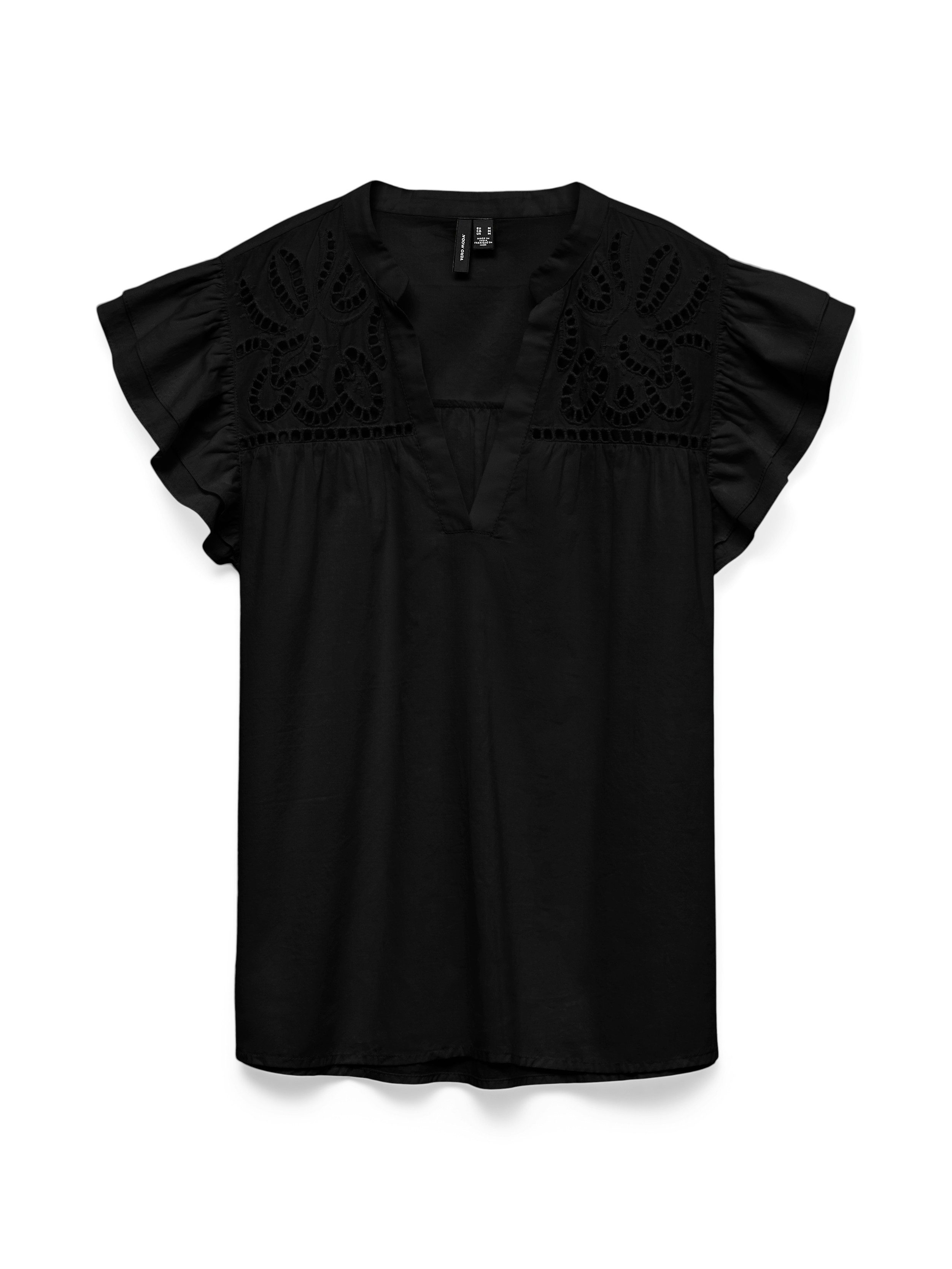 Kurzarmbluse VMLINE SS V-NECK TOP WVN NOOS