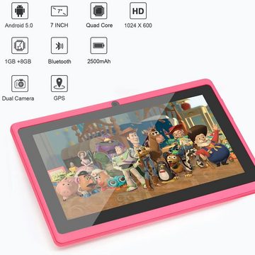 Haehne A33 Quad-Core-Prozessor, 1 GB RAM Tablet (7", 8 GB, Android 5.0 Lollipop, mit Dualkameras, WLAN, Bluetooth, für erwachsene Kinder)