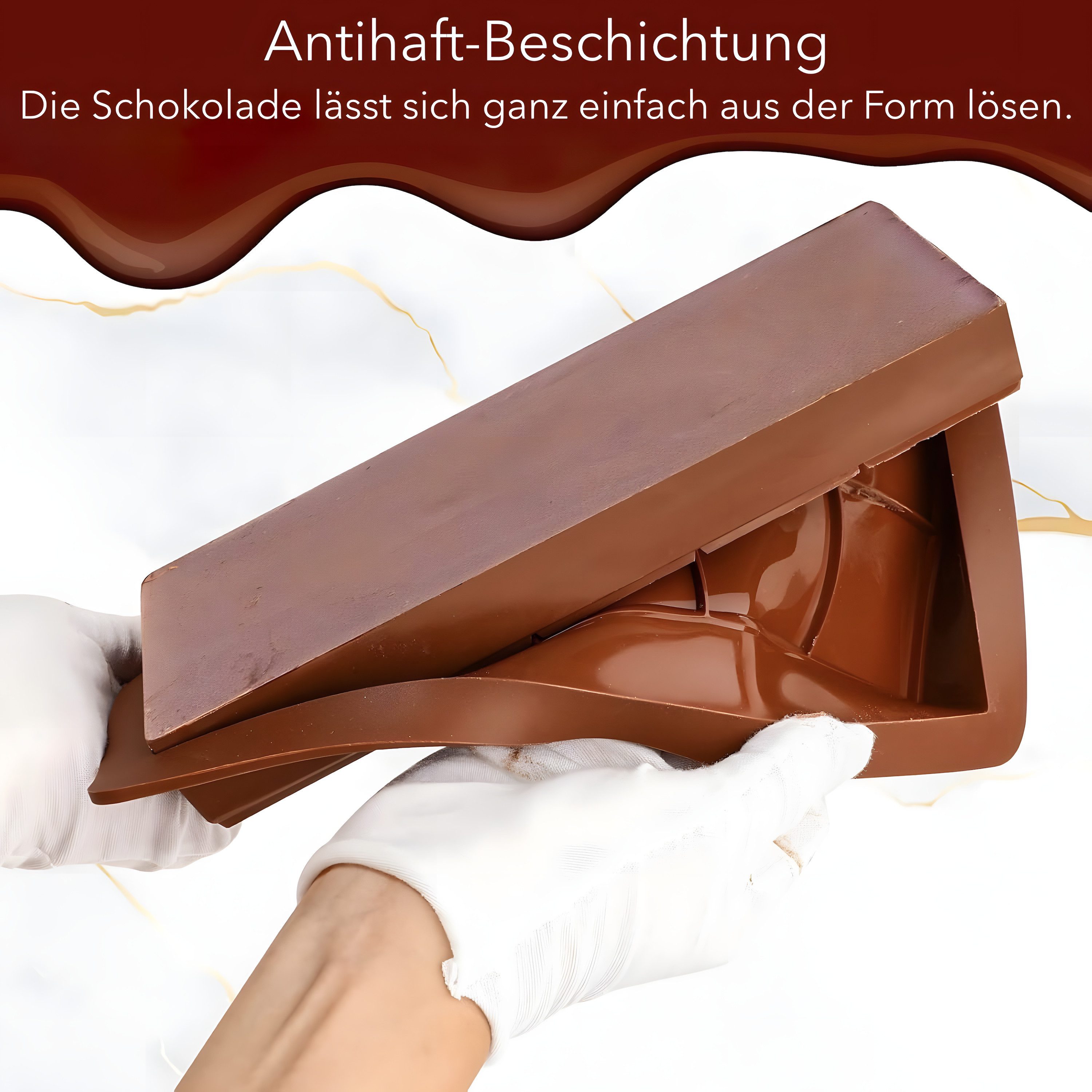 AVANA Schokoladenform aus Silikon Dubai Schokolade tiefe Silikonform Schokoladentafel Form, (Set 2-tlg), BPA-frei, antihaftbeschichtet, Braun