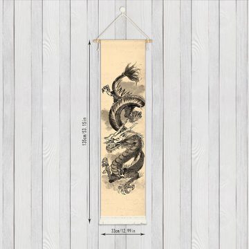 GalaxyCat Poster Traditionell Asiatisches Drachen Rollbild, Asian Dragon, Wandbild, Chinesischer Drache, Farbdruck eines traditionell chinesischen Drachens