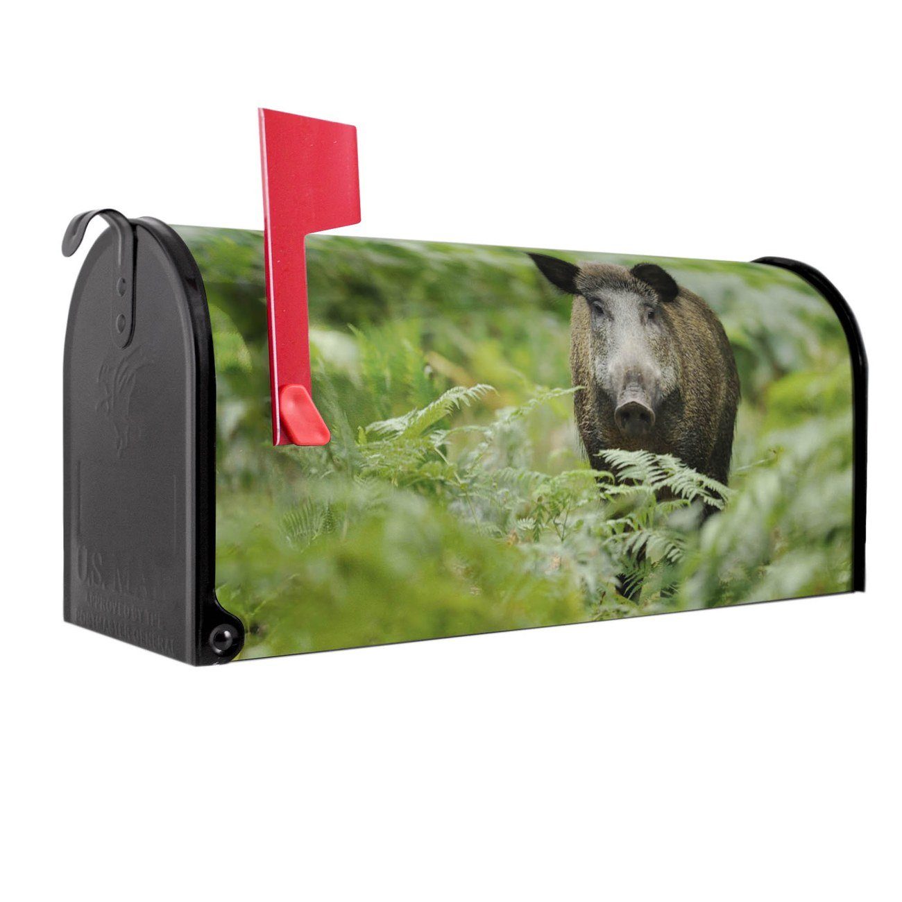 banjado Amerikanischer Briefkasten Mailbox Wildschwein (Amerikanischer Briefkasten, original aus Mississippi USA), 22 x 17 x 51 cm schwarz