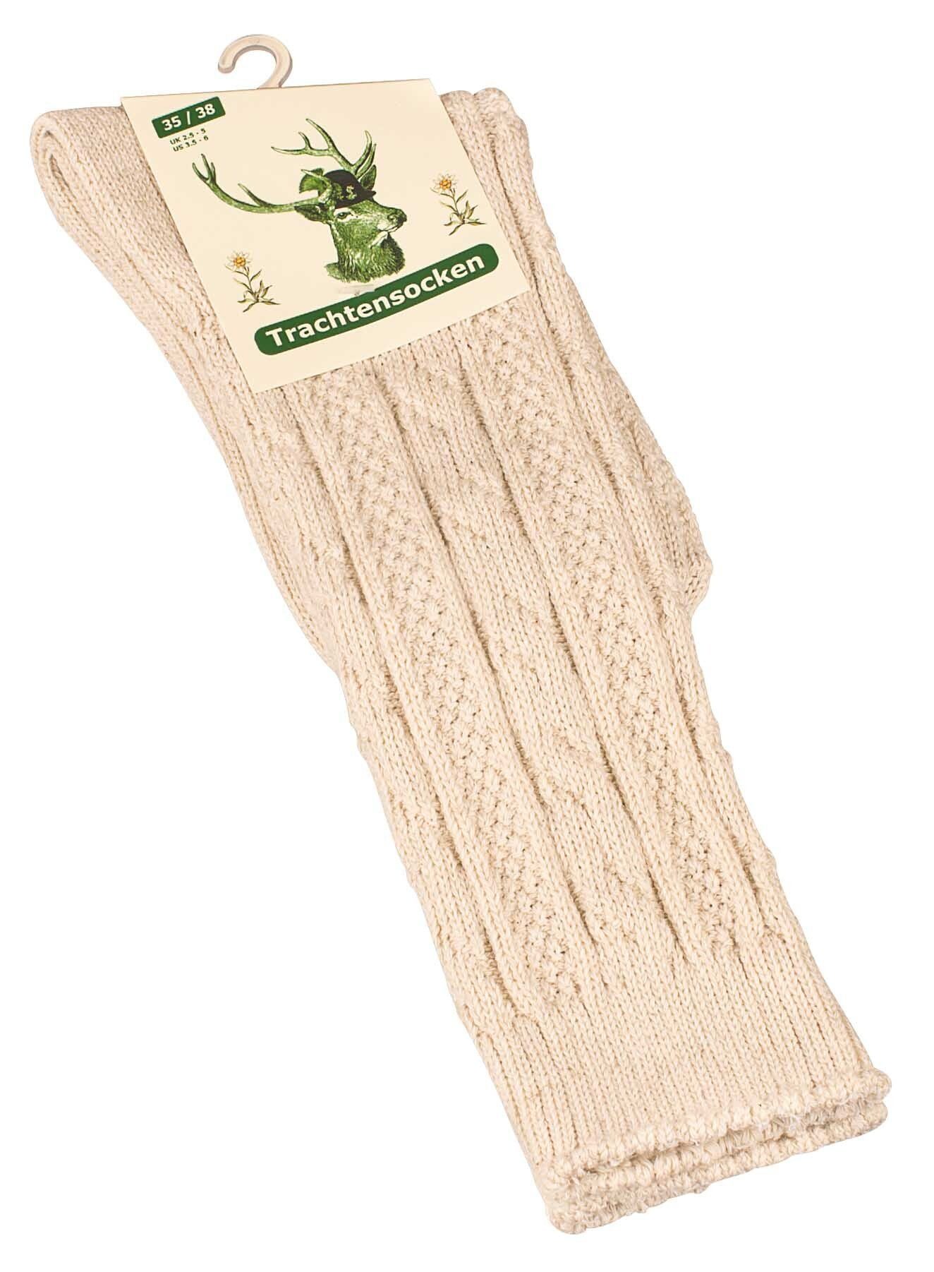 Cotton Prime® Trachtensocken Trachten-Kniestrümpfe mit Zopfmuster günstig online kaufen