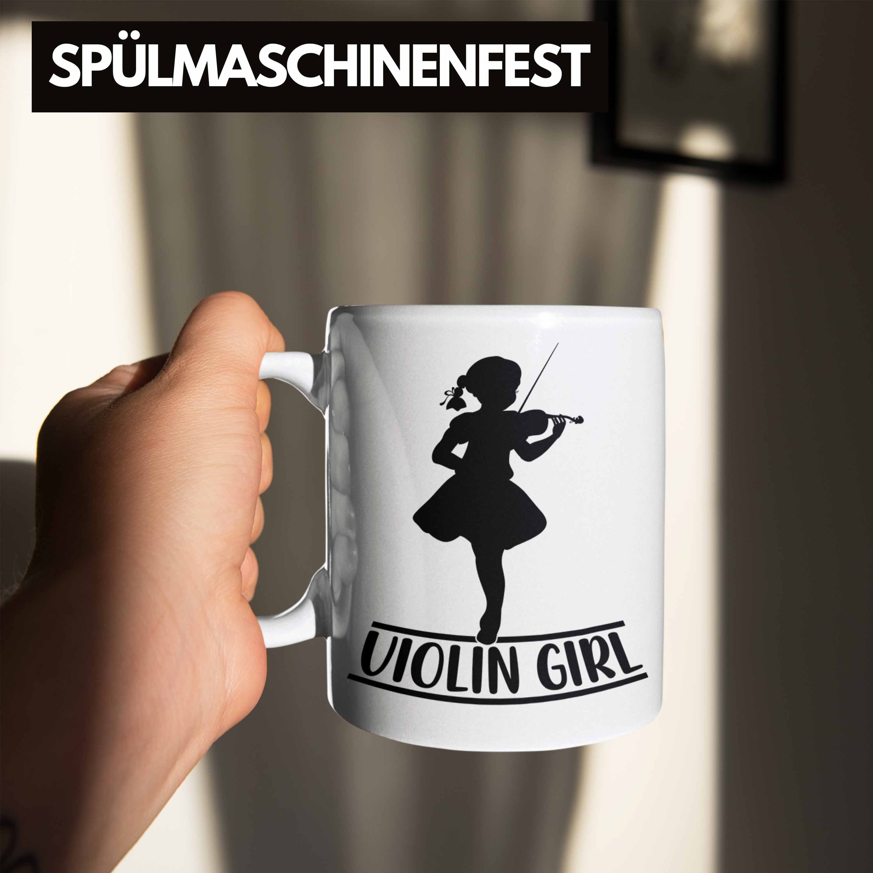 Tasse Geigenspielerin Geigen Tasse Geschenk Spru Trendation Kaffee-Becher Weiss Geigenspieler