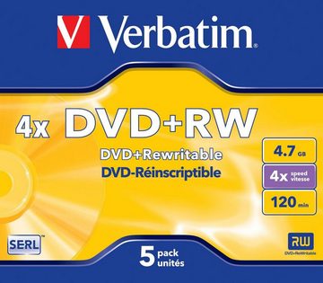 Verbatim DVD-Rohling Verbatim DVD+RW 4.7GB 4x, 5er Jewelcase